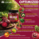 LILICARE Liposomal Beetroot Chews displayed on a wooden table