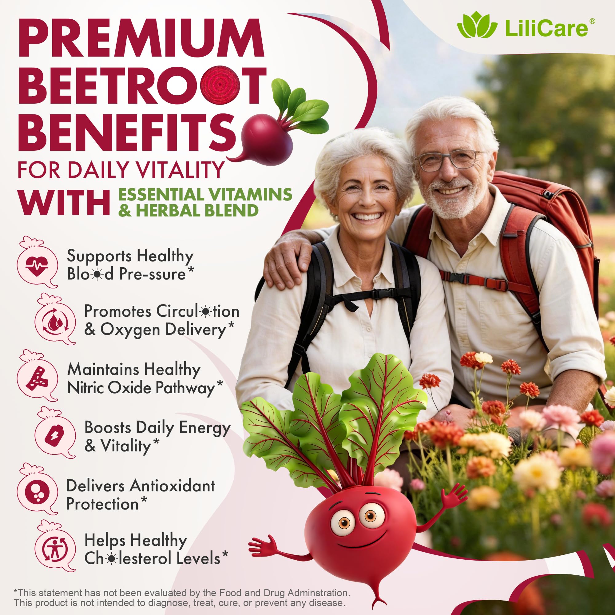 LILICARE Liposomal Beetroot Chews ingredients list on packaging