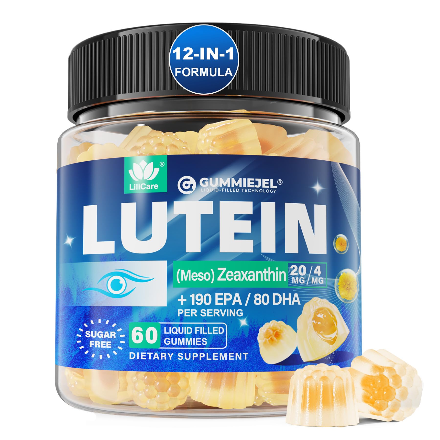 LILICARE Lutein Zeaxanthin Gummies front view with packaging