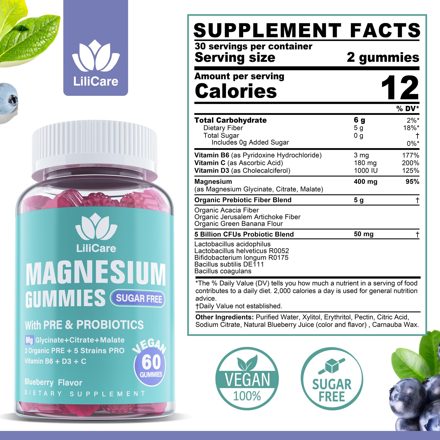 LILICARE Magnesium Gummies close-up of gummies