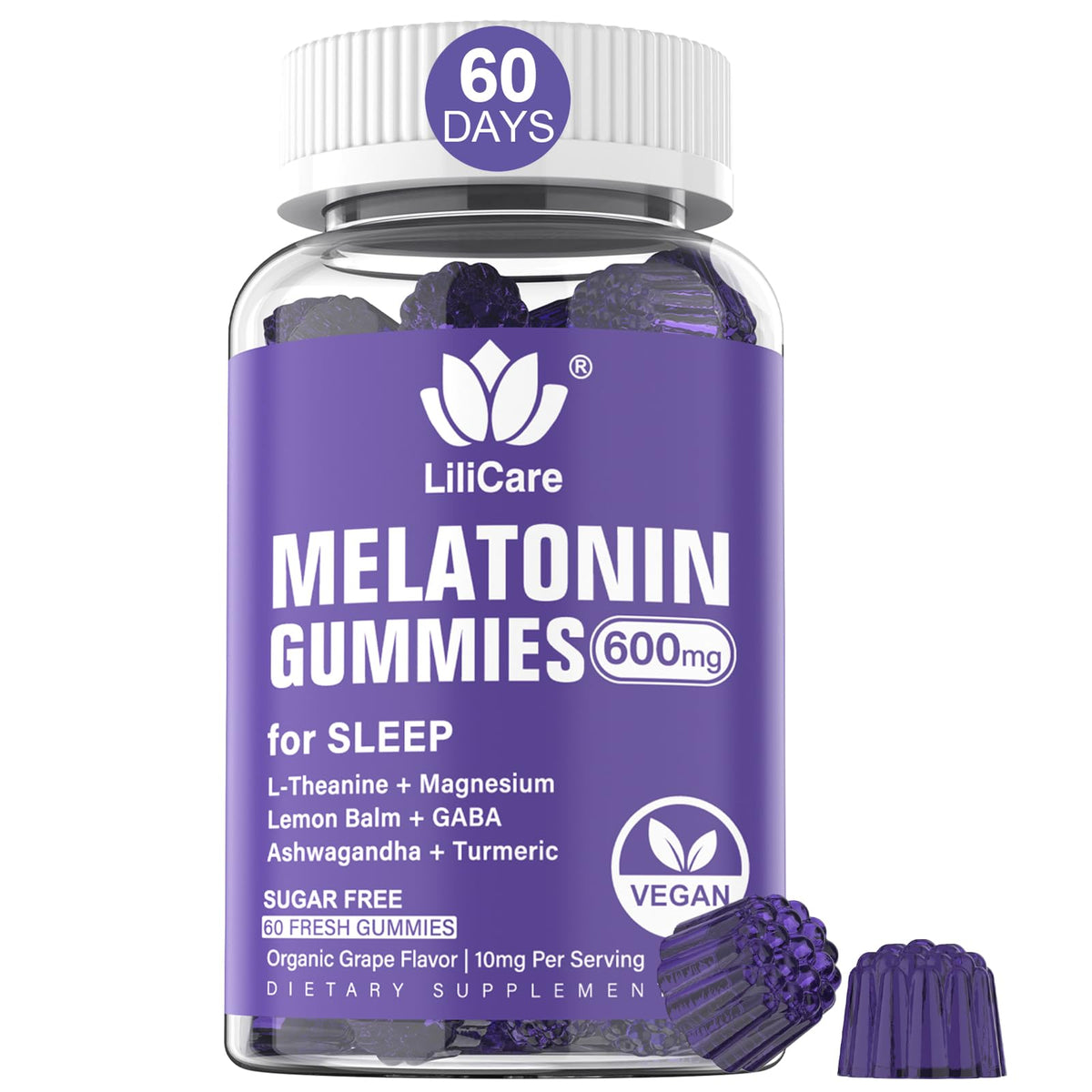LILICARE Melatonin Gummies 10mg front view packaging
