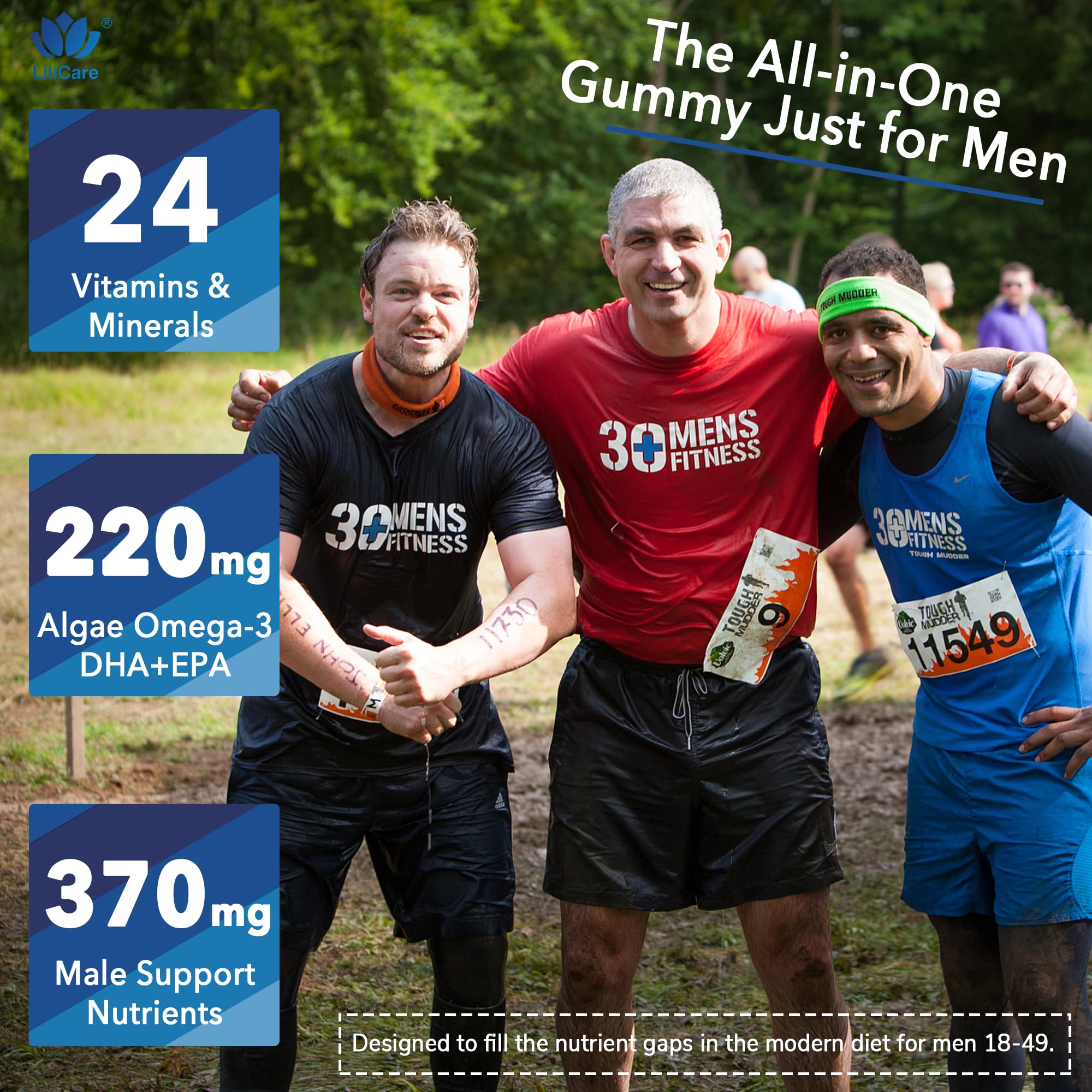 LILICARE Men's Multivitamin Gummies nutritional information on packaging