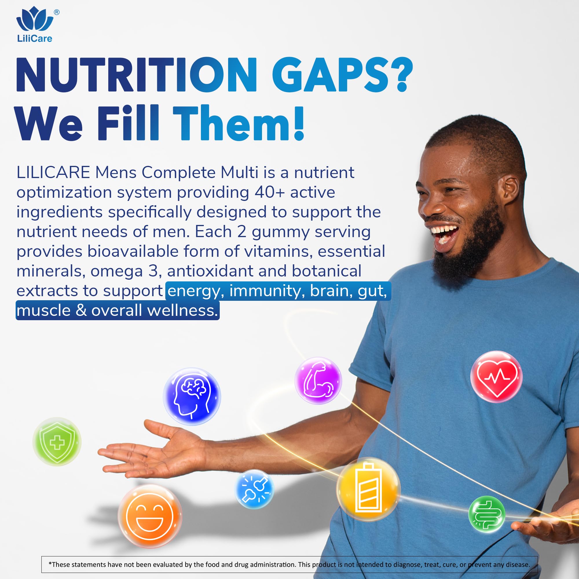 LILICARE Men's Multivitamin Gummies with fruits