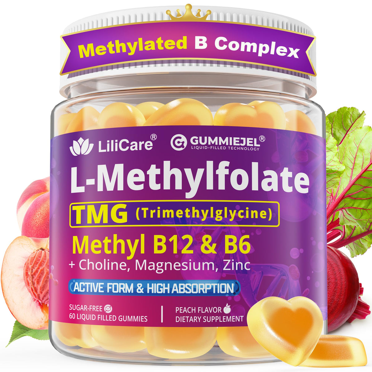 LILICARE Methylfolate Gummies front view with packaging