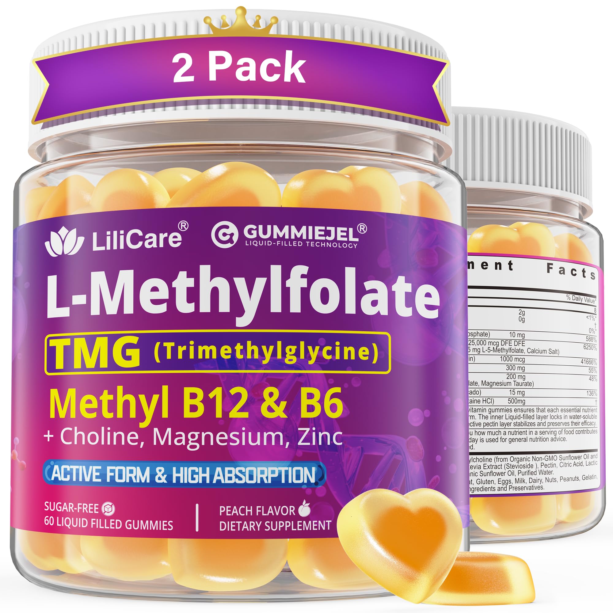 LILICARE Methylfolate Gummies front view with packaging