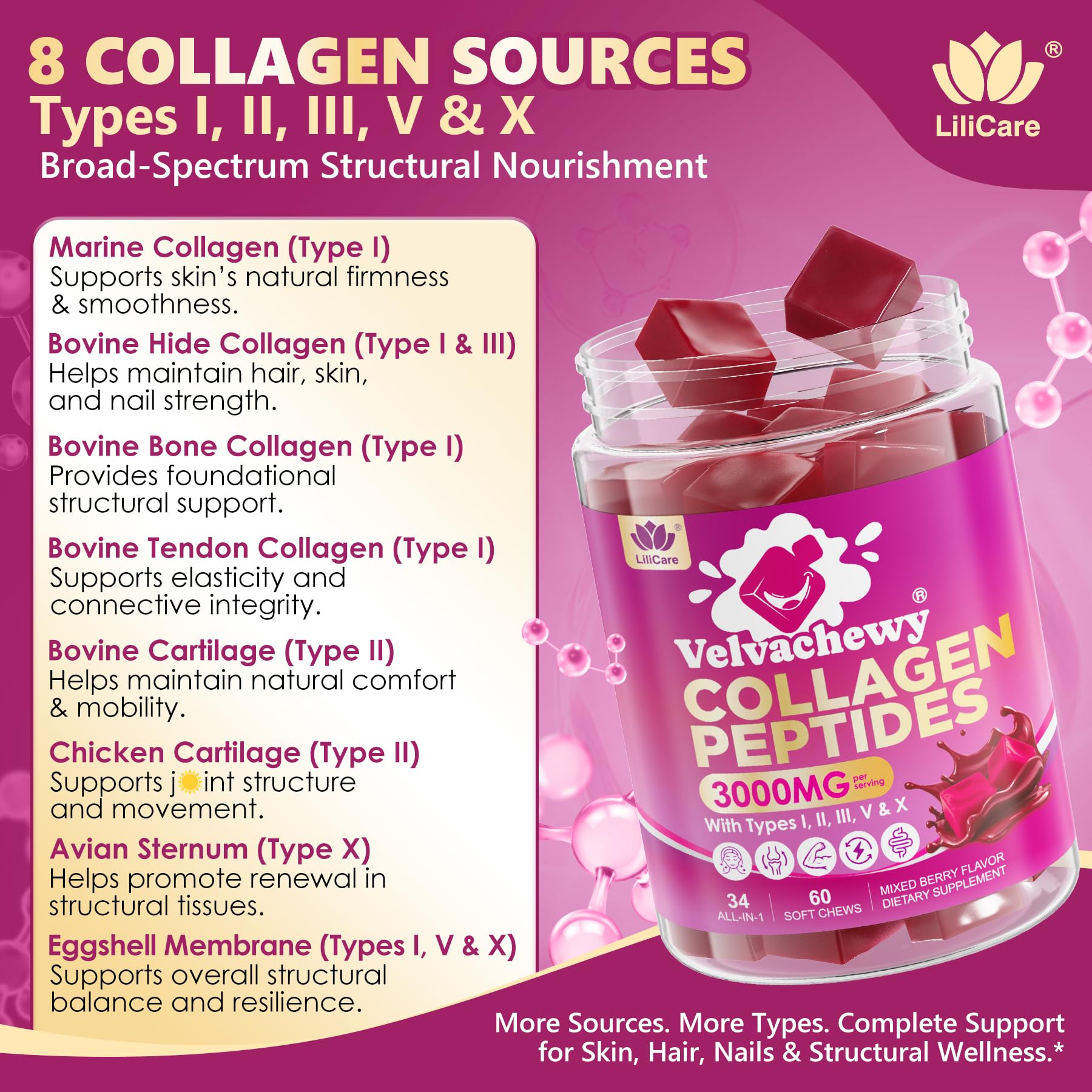 LILICARE Multi-Collagen Soft Chews lifestyle scene with user