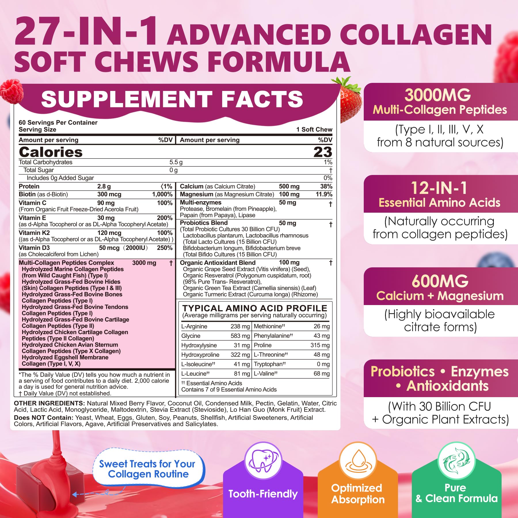 LILICARE Multi-Collagen Soft Chews showing individual soft chews