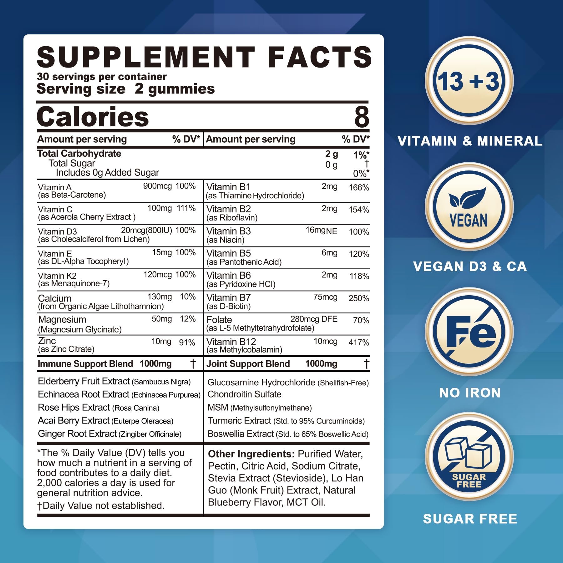 LILICARE Multivitamin Gummies blueberry flavour close-up
