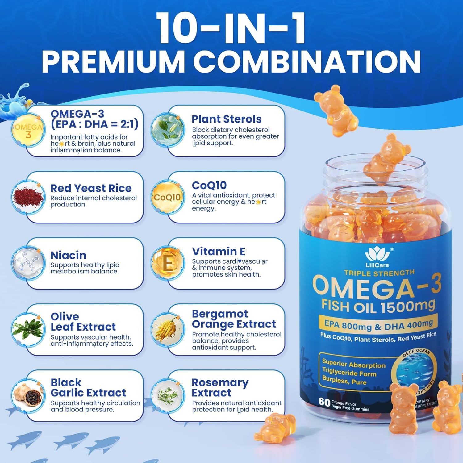 LILICARE Omega-3 Fish Oil Gummies with natural ingredients