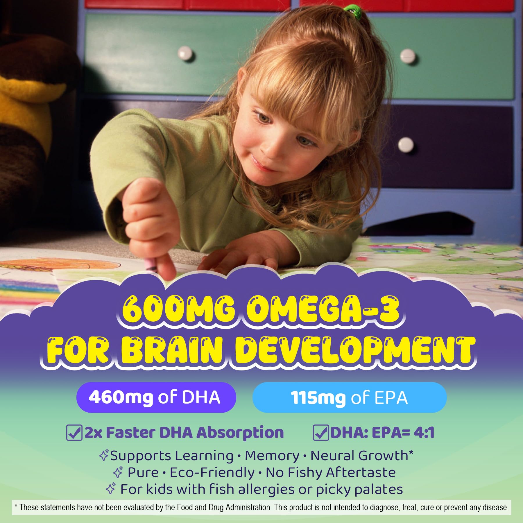 LILICARE Omega-3 Gummies for Kids displayed with fresh lemons