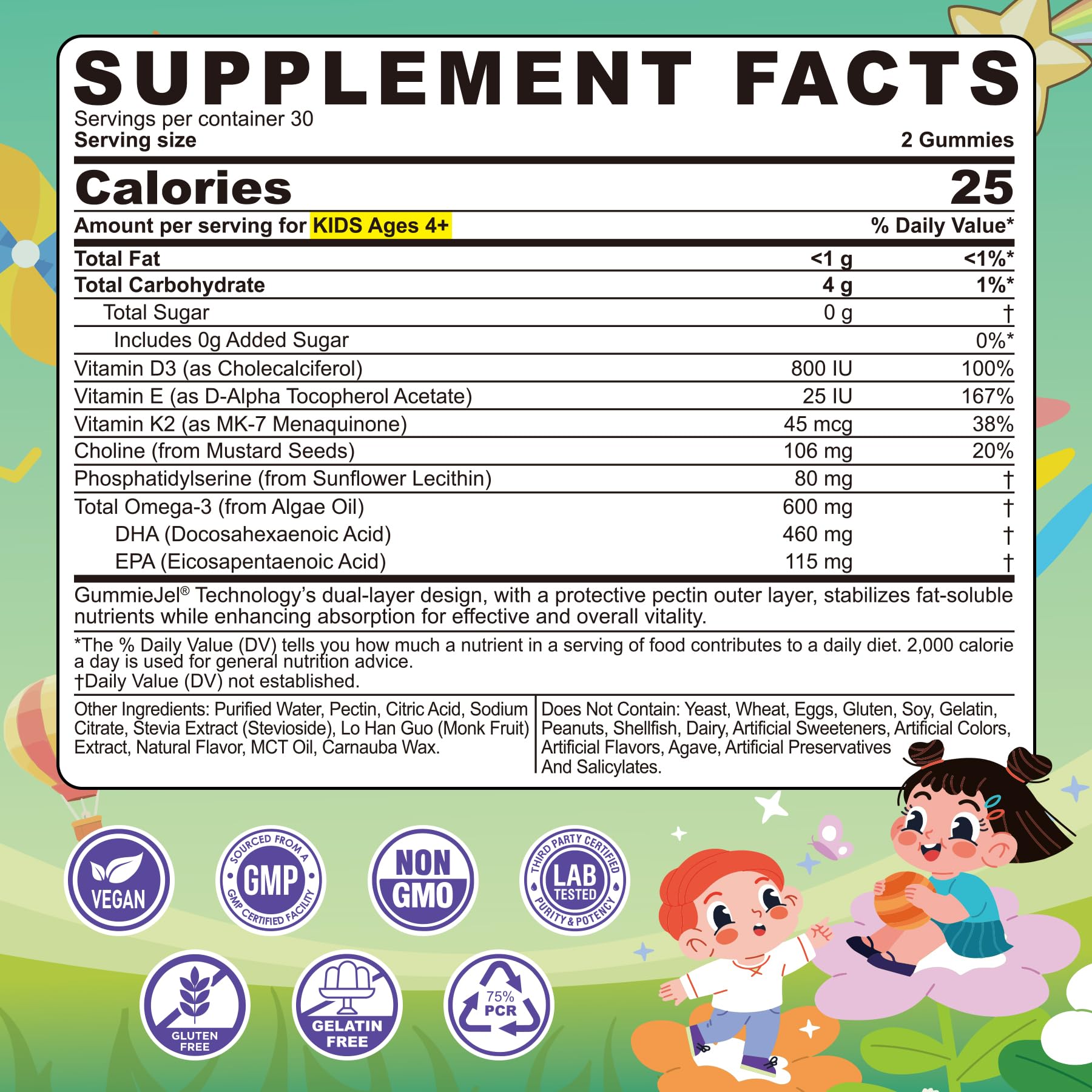 LILICARE Omega-3 Gummies for Kids packaging side view