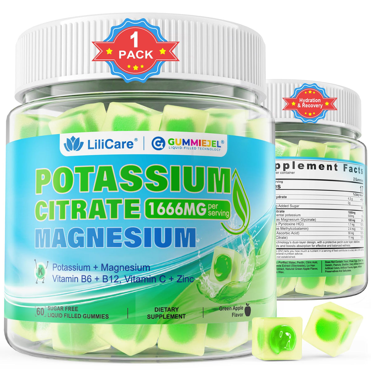 LILICARE Potassium Citrate Gummies front view showing packaging
