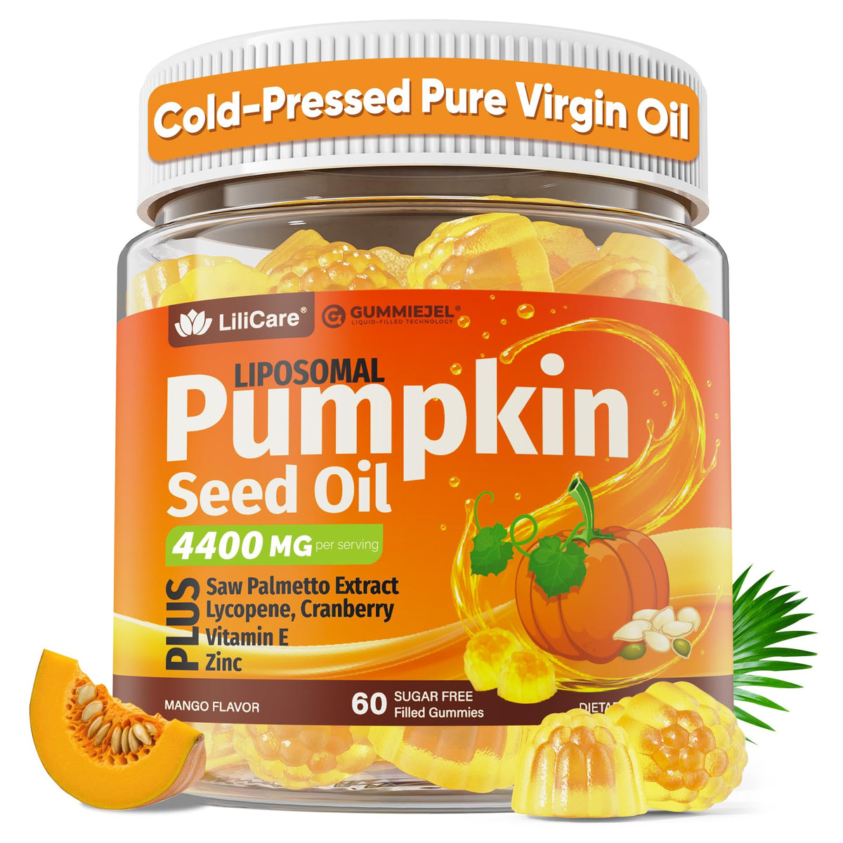 LILICARE Pumpkin Seed Oil Gummies front view with packaging