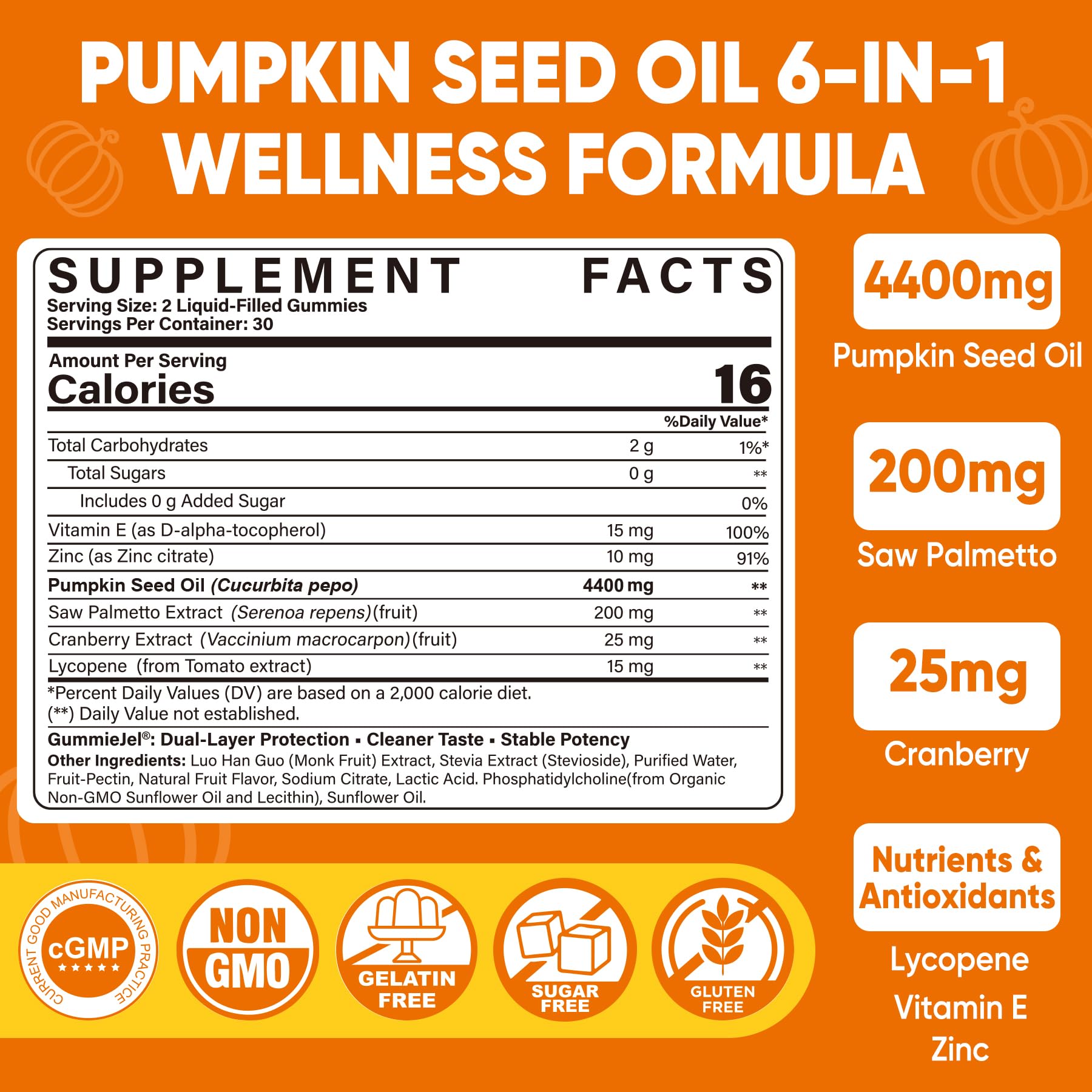 LILICARE Pumpkin Seed Oil Gummies showing a serving size