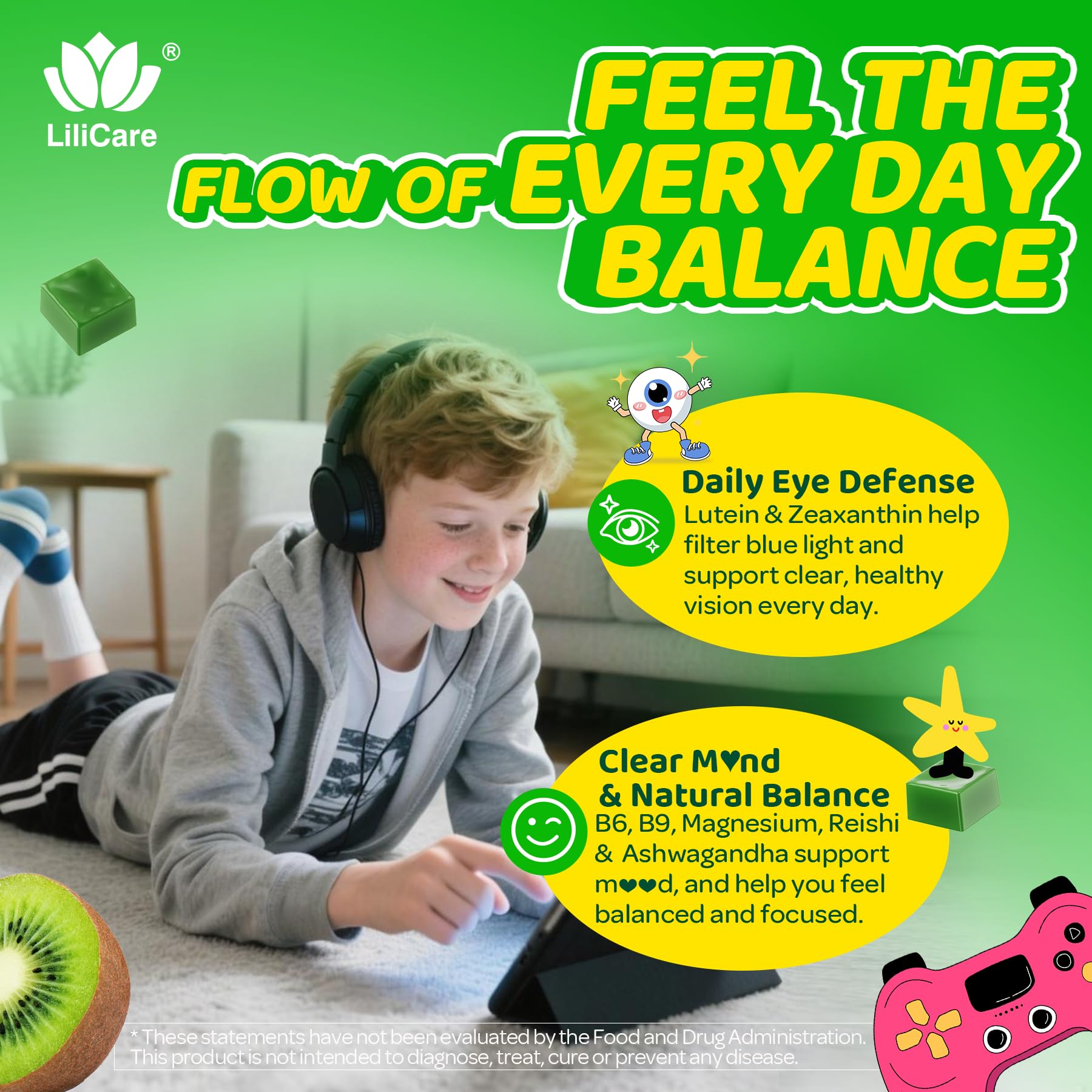 LILICARE Spirulina Supergreen Soft Chews with fruits and greens