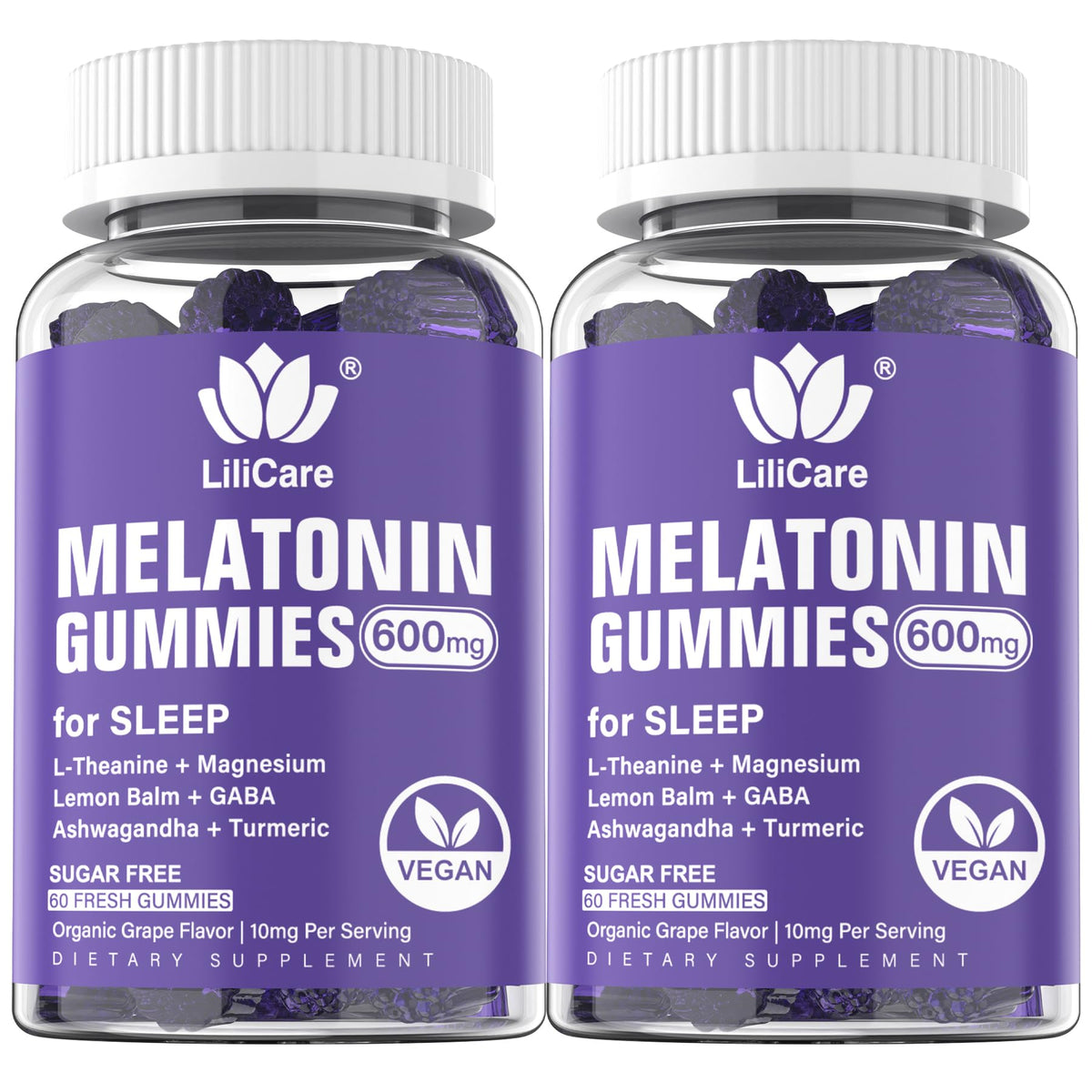 LILICARE Vegan Melatonin Gummies 20mg front view