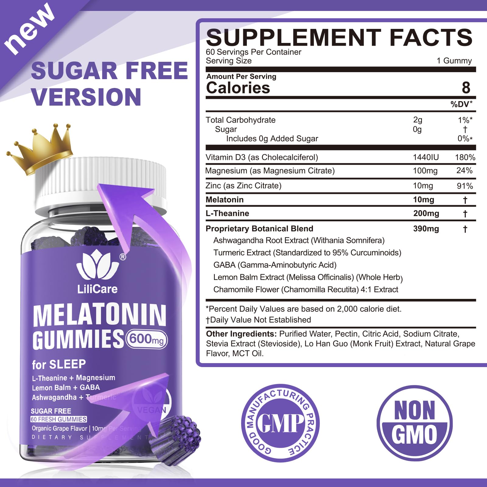 LILICARE Vegan Melatonin Gummies packaging