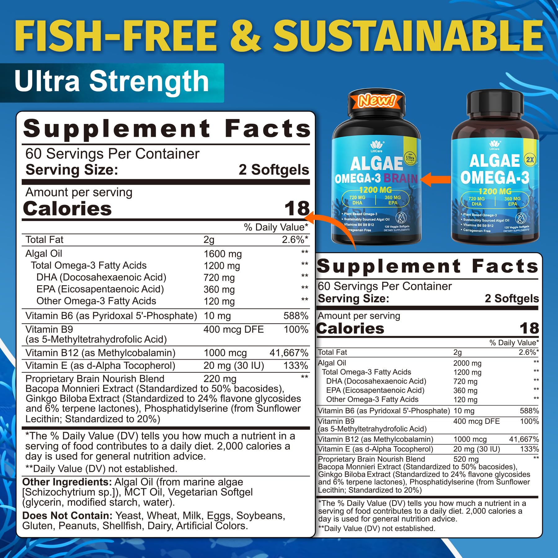 LILICARE Vegan Omega-3 Algae Oil 1200mg packaging side view