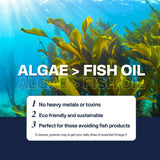 LILICARE Vegan Omega-3 Algae Oil 1200mg product with a green background