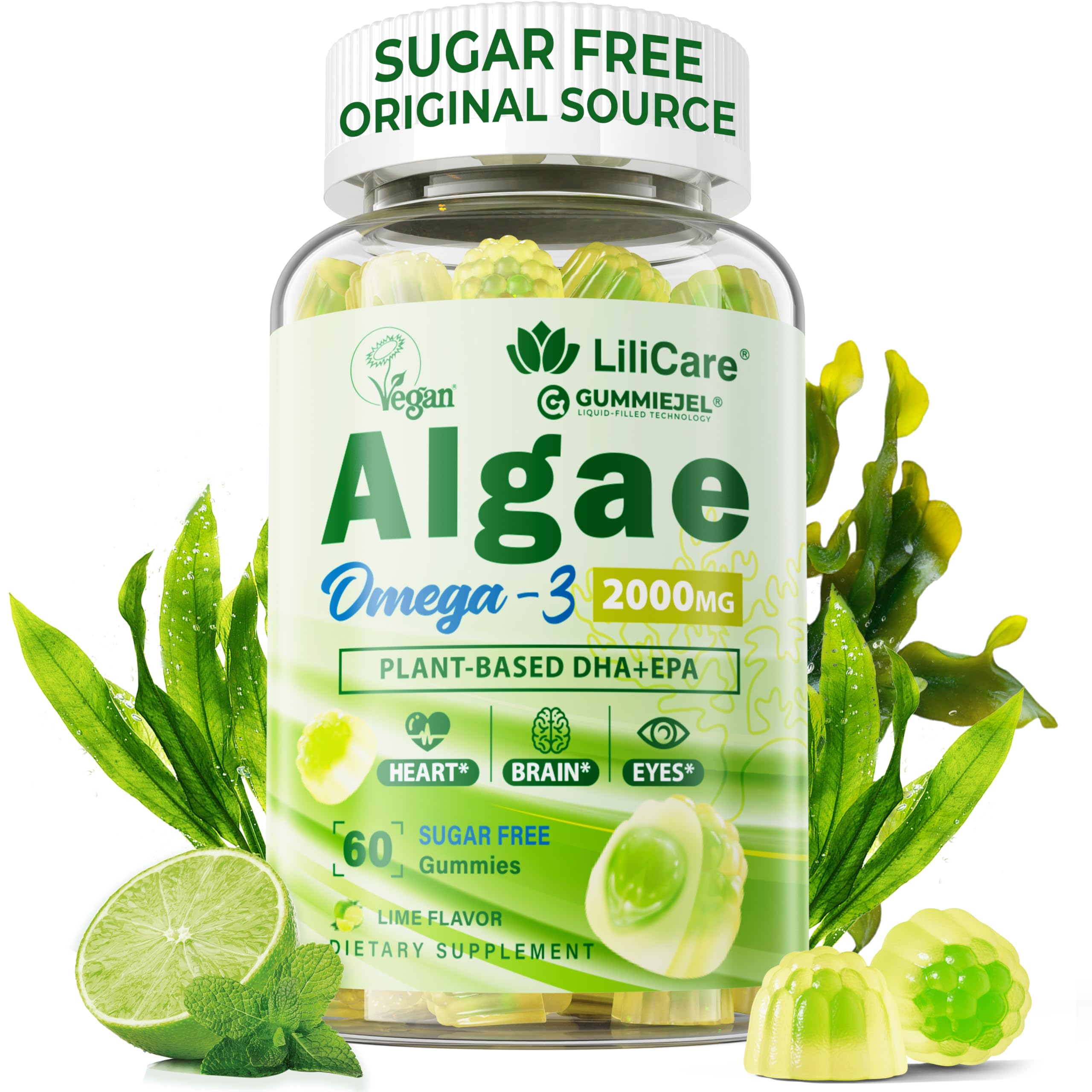 LILICARE Vegan Omega-3 Algae Oil Supplement front view