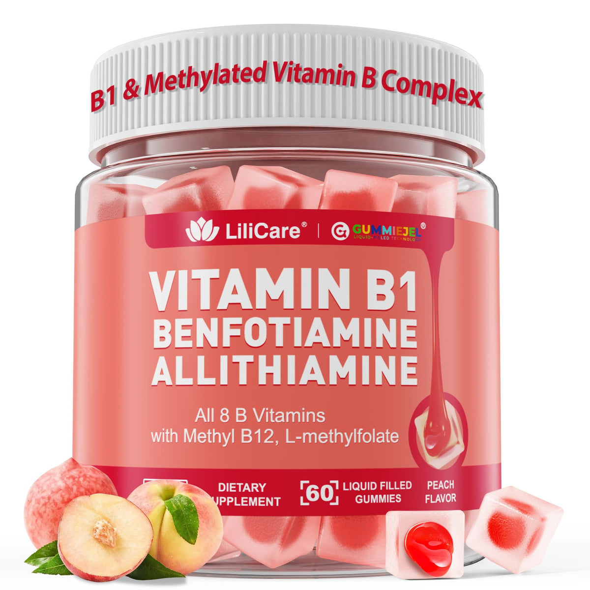 LILICARE Vitamin B1 Gummies front view with packaging