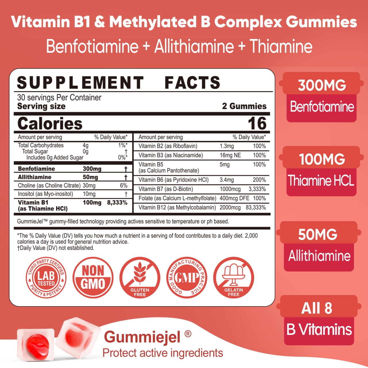 LILICARE Vitamin B1 Gummies peach flavour close-up