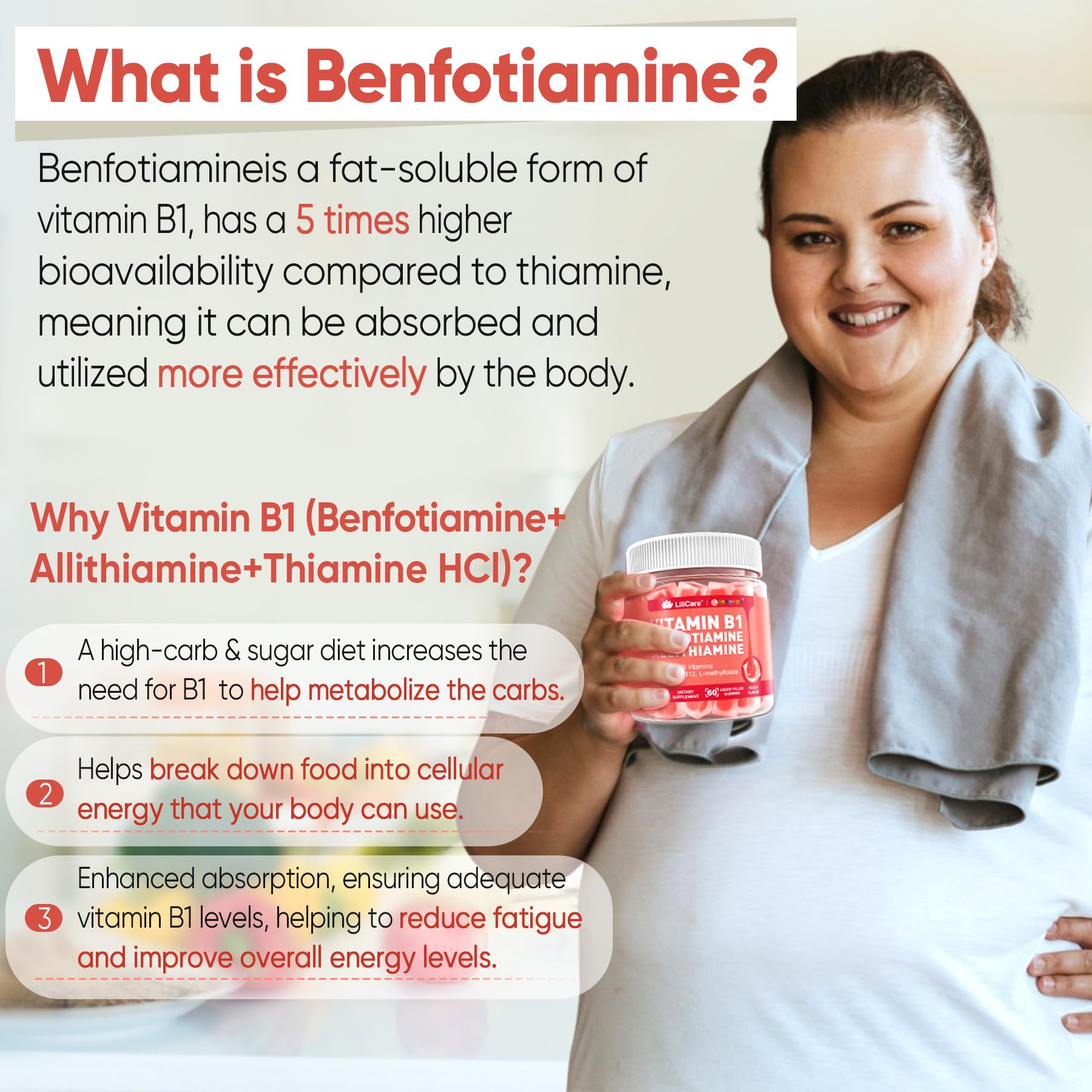 LILICARE Vitamin B1 Gummies with ingredients list
