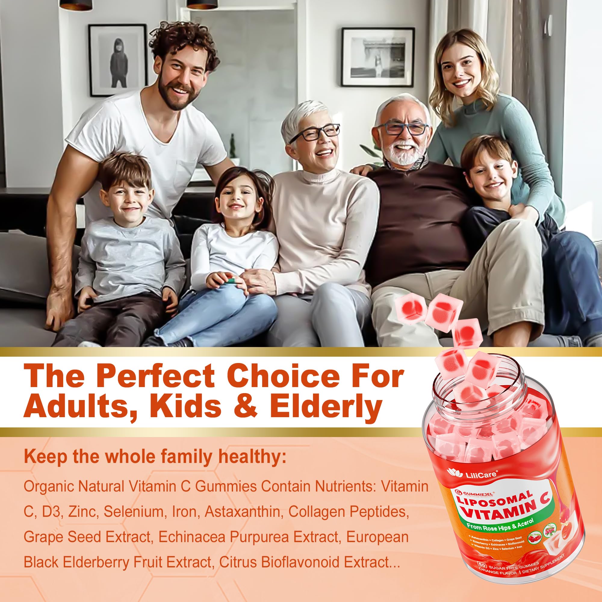 LILICARE Vitamin C Gummies 240g back view with details