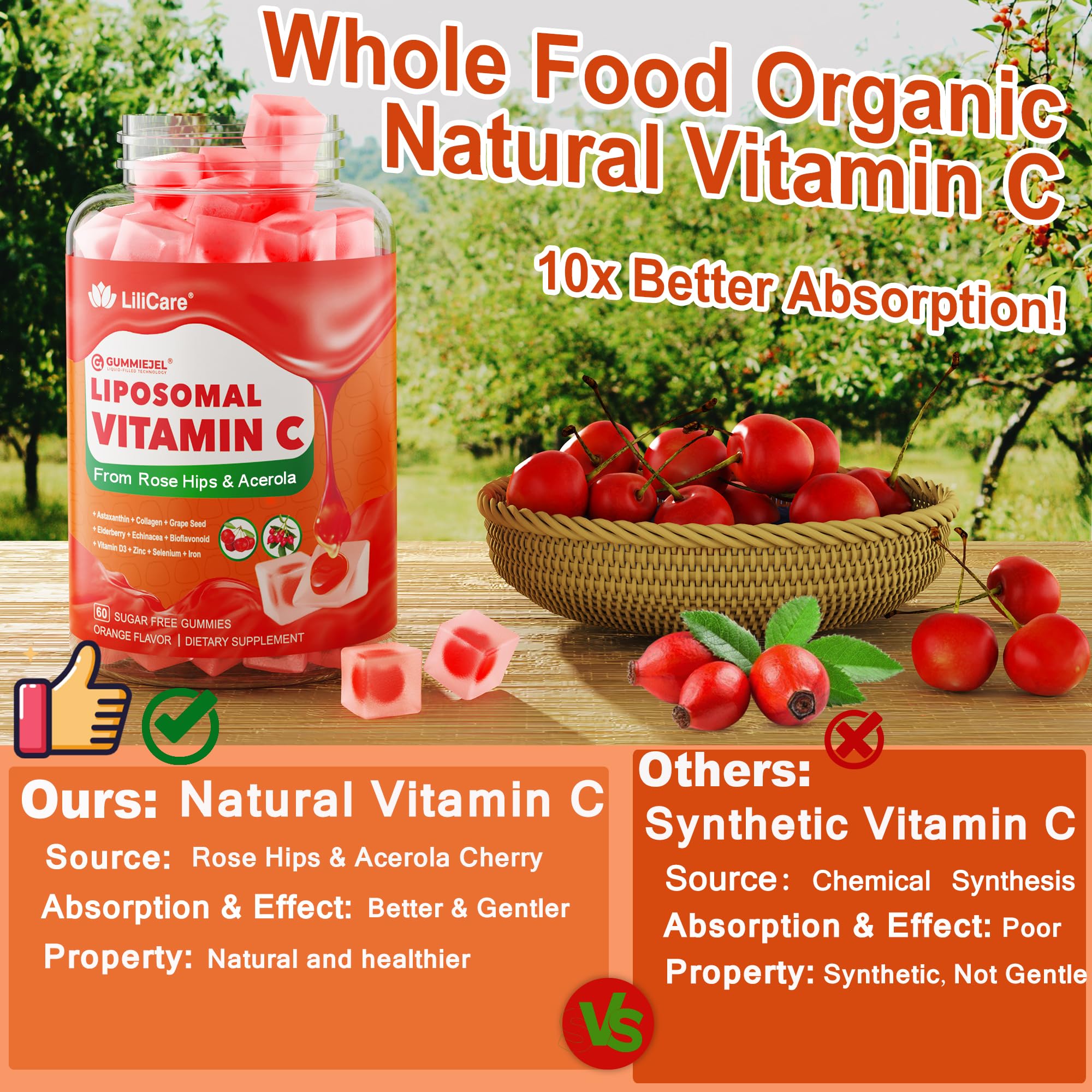 LILICARE Vitamin C Gummies with natural orange flavour