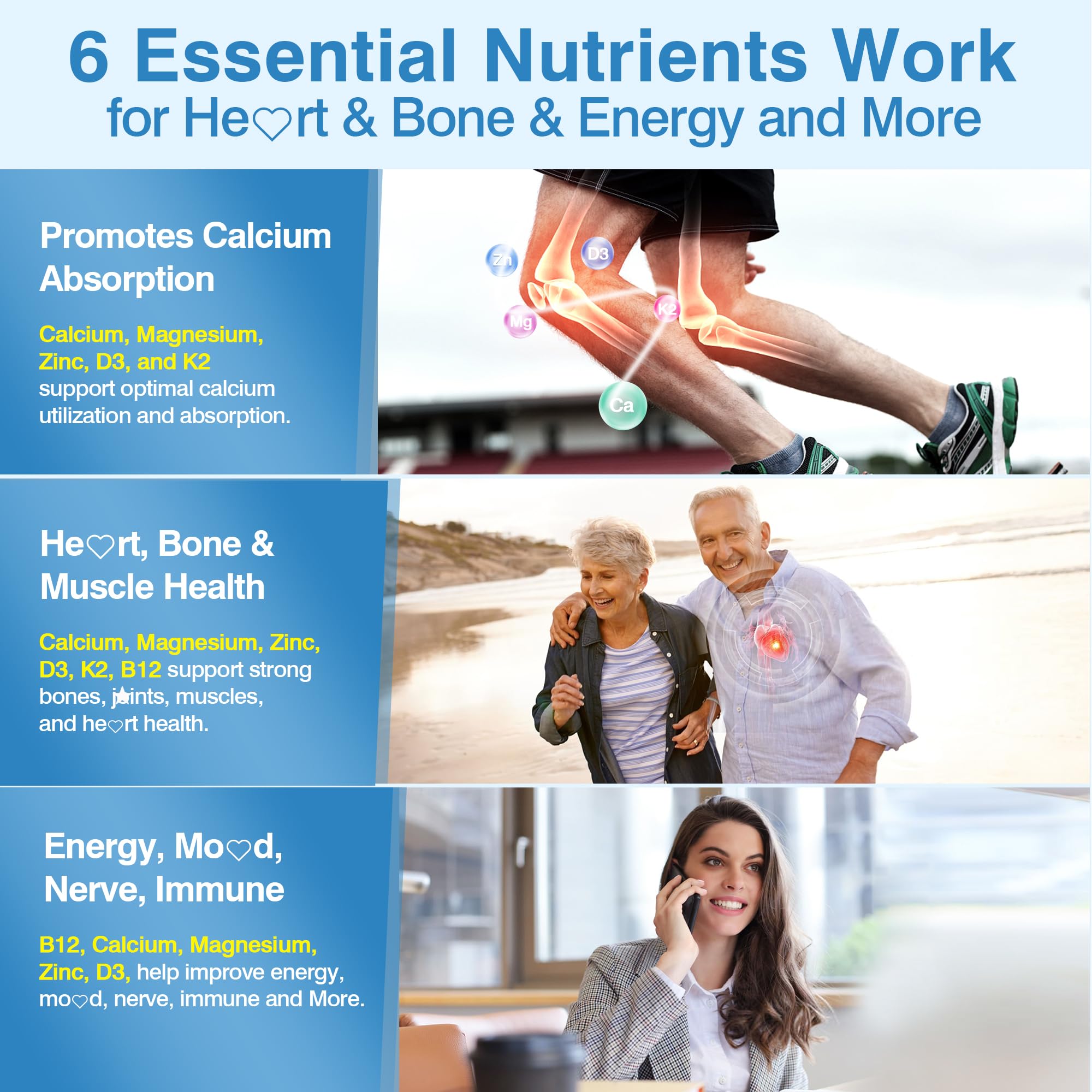 LILICARE Vitamin D3 K2 Calcium Softgels on a wooden table