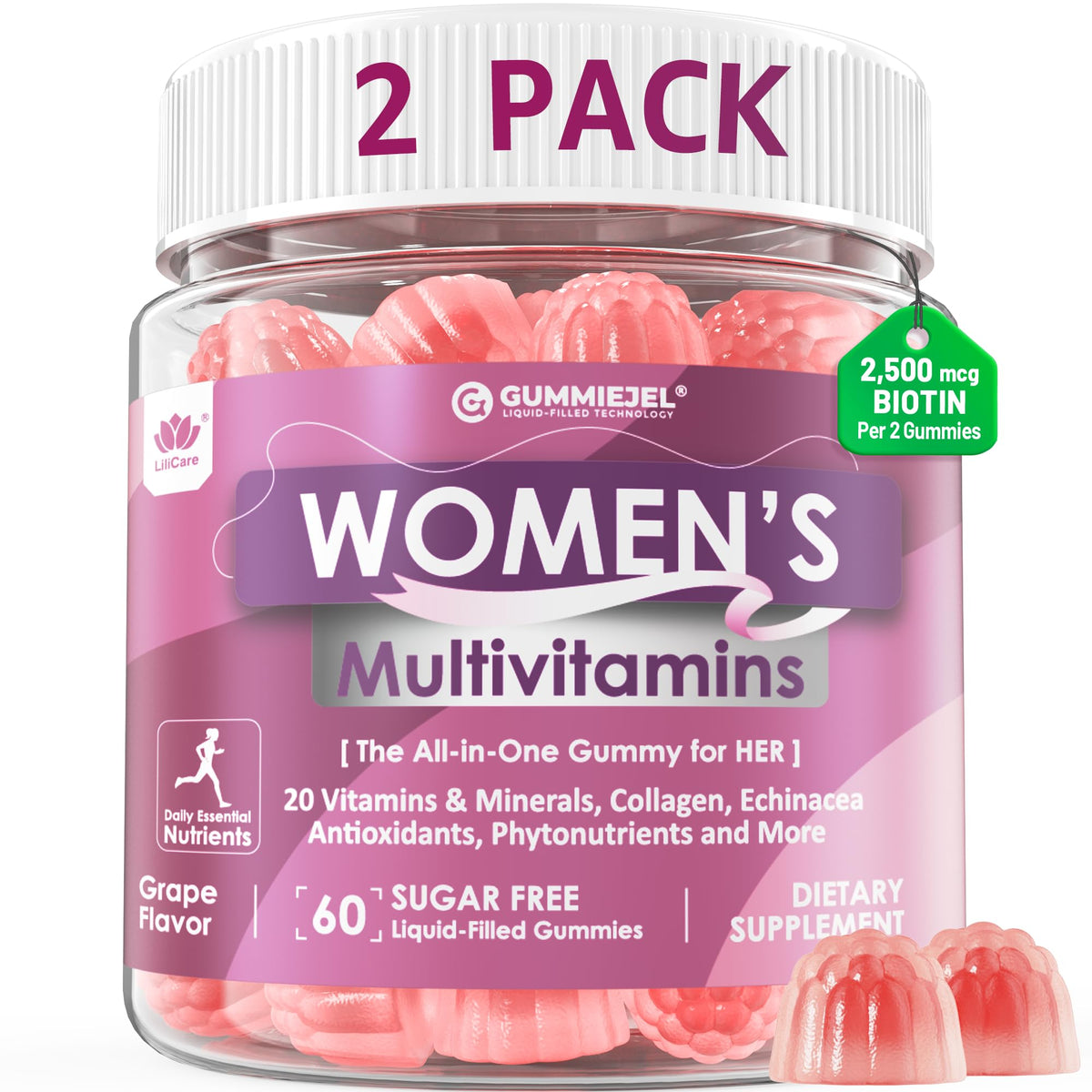 LILICARE Women's Multivitamin Gummies front view with packaging