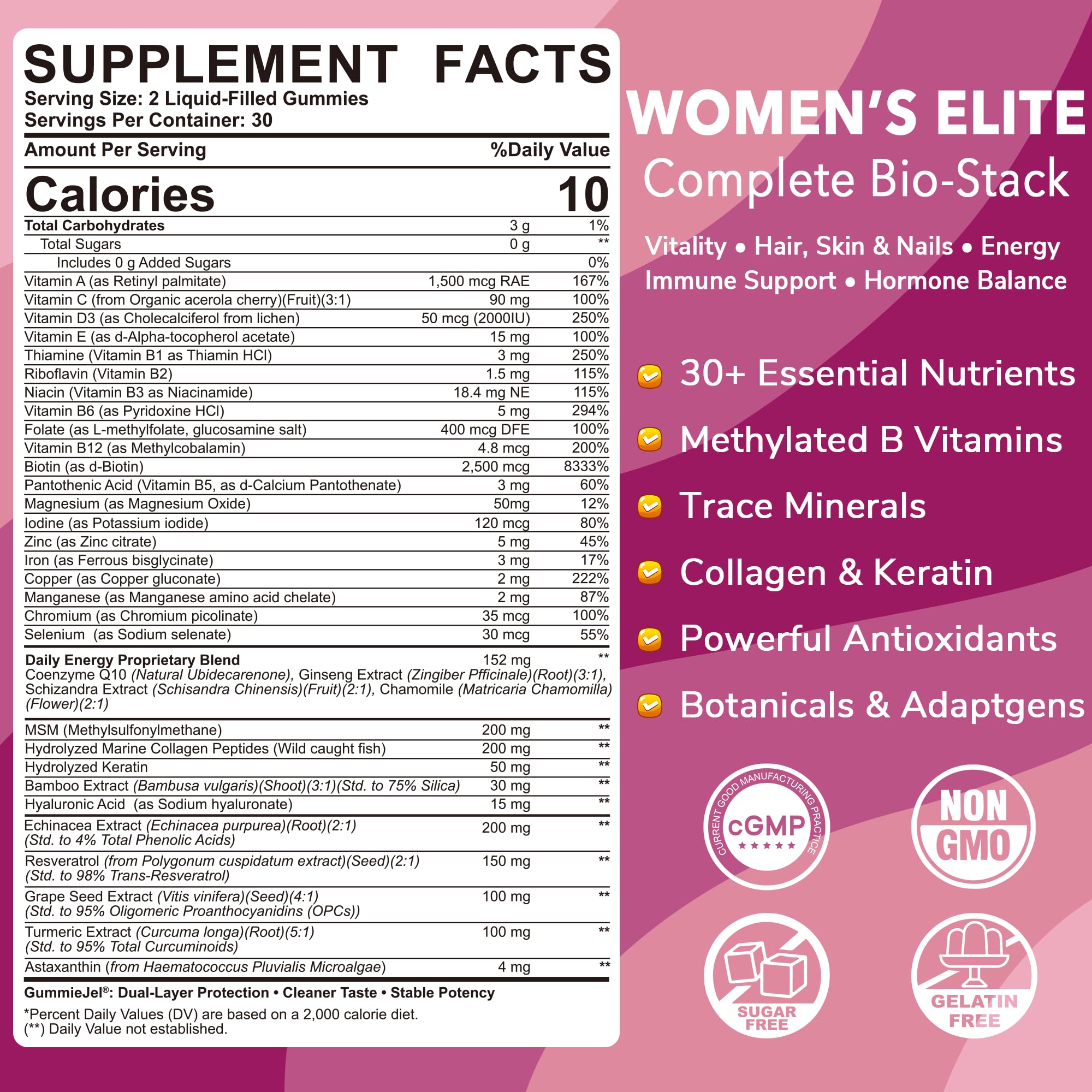 LILICARE Women's Multivitamin Gummies showing fruit-flavoured gummies