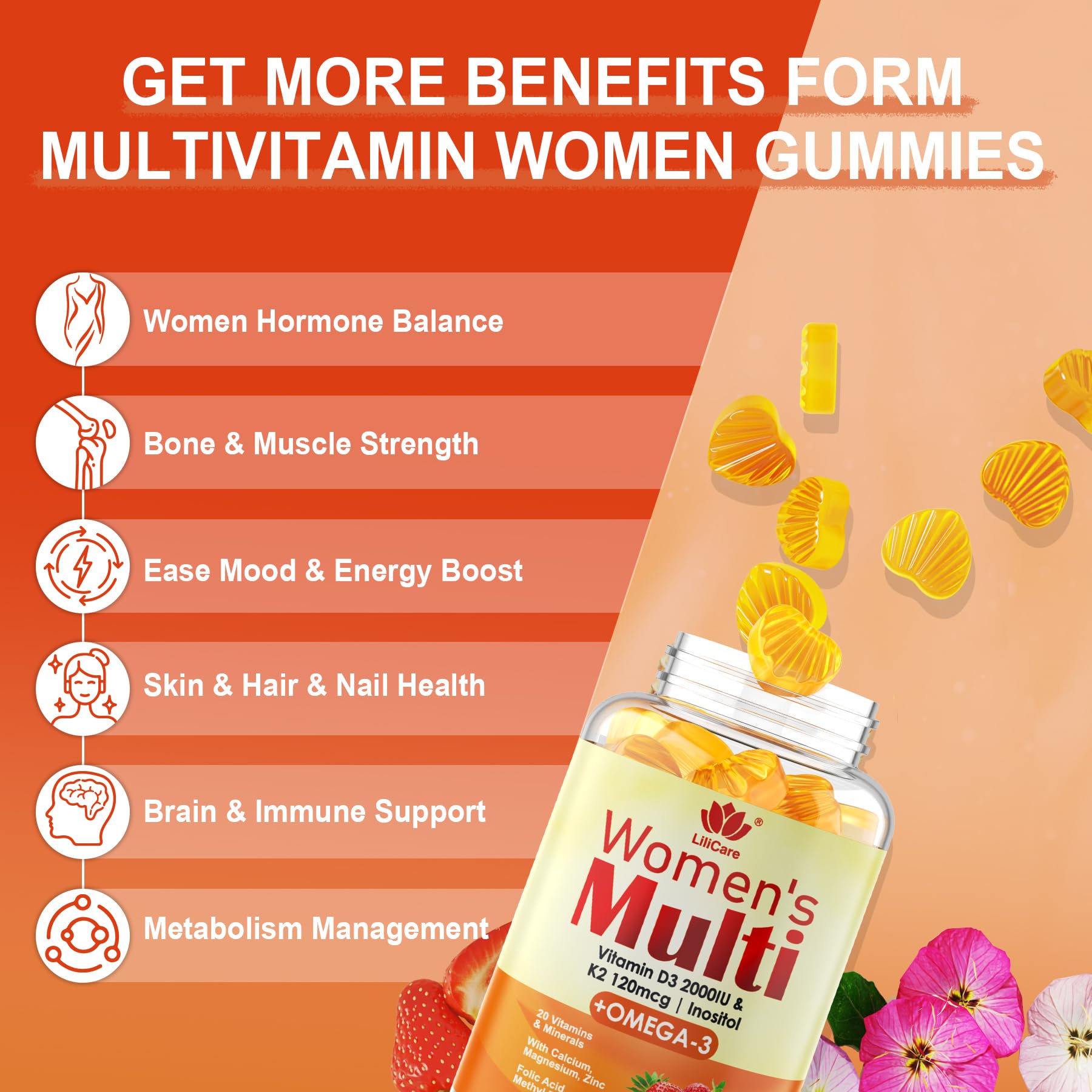 LILICARE Women's Multivitamin Gummies side view of packaging