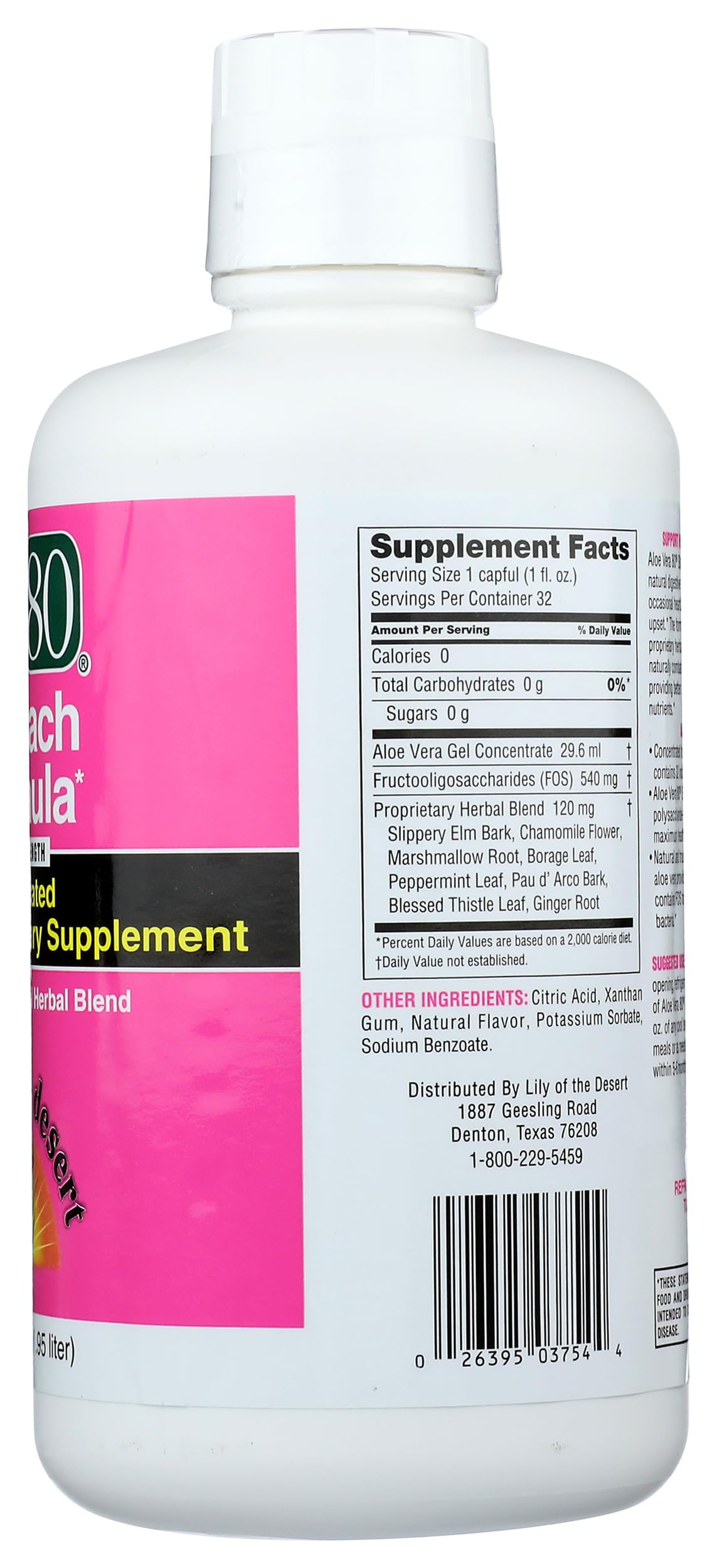 Lily Of The Desert Aloe 80 Organics Stomach Formula 32 Ounce on kitchen counter