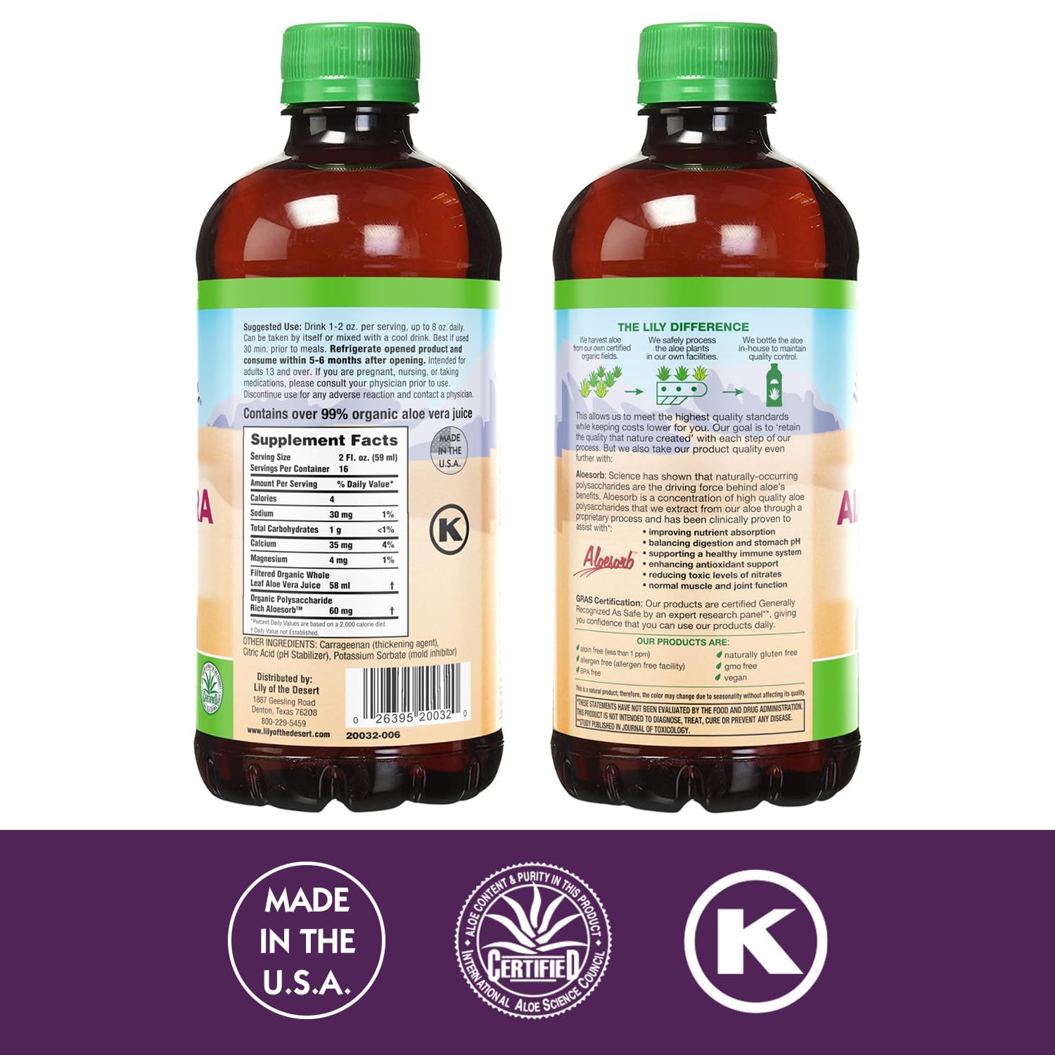 Lily Of The Desert Aloe Vera Gel Juice 404g side view