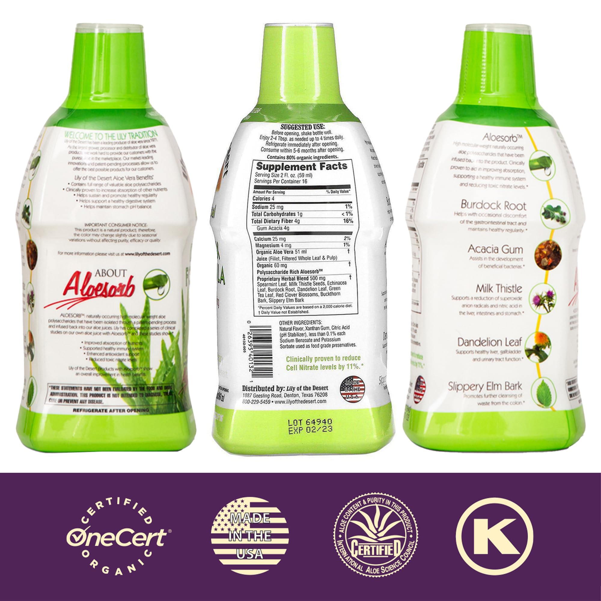 Lily Of The Desert Aloe Vera Herbal Formula side view