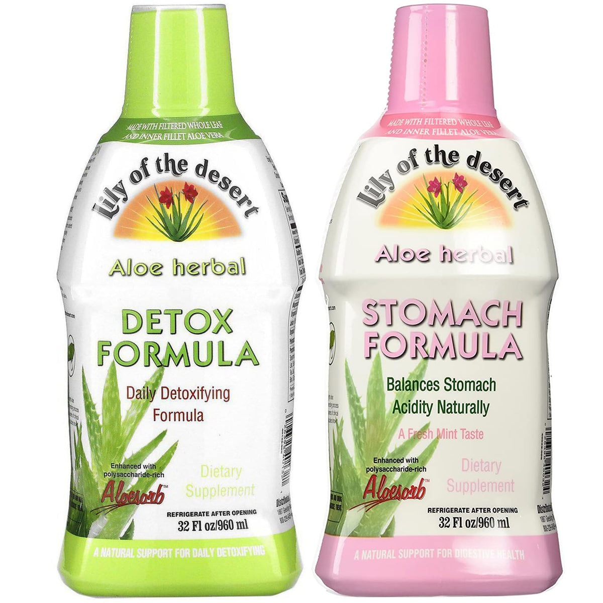 Lily Of The Desert Aloe Vera Herbal & Stomach Formula Bundle front view