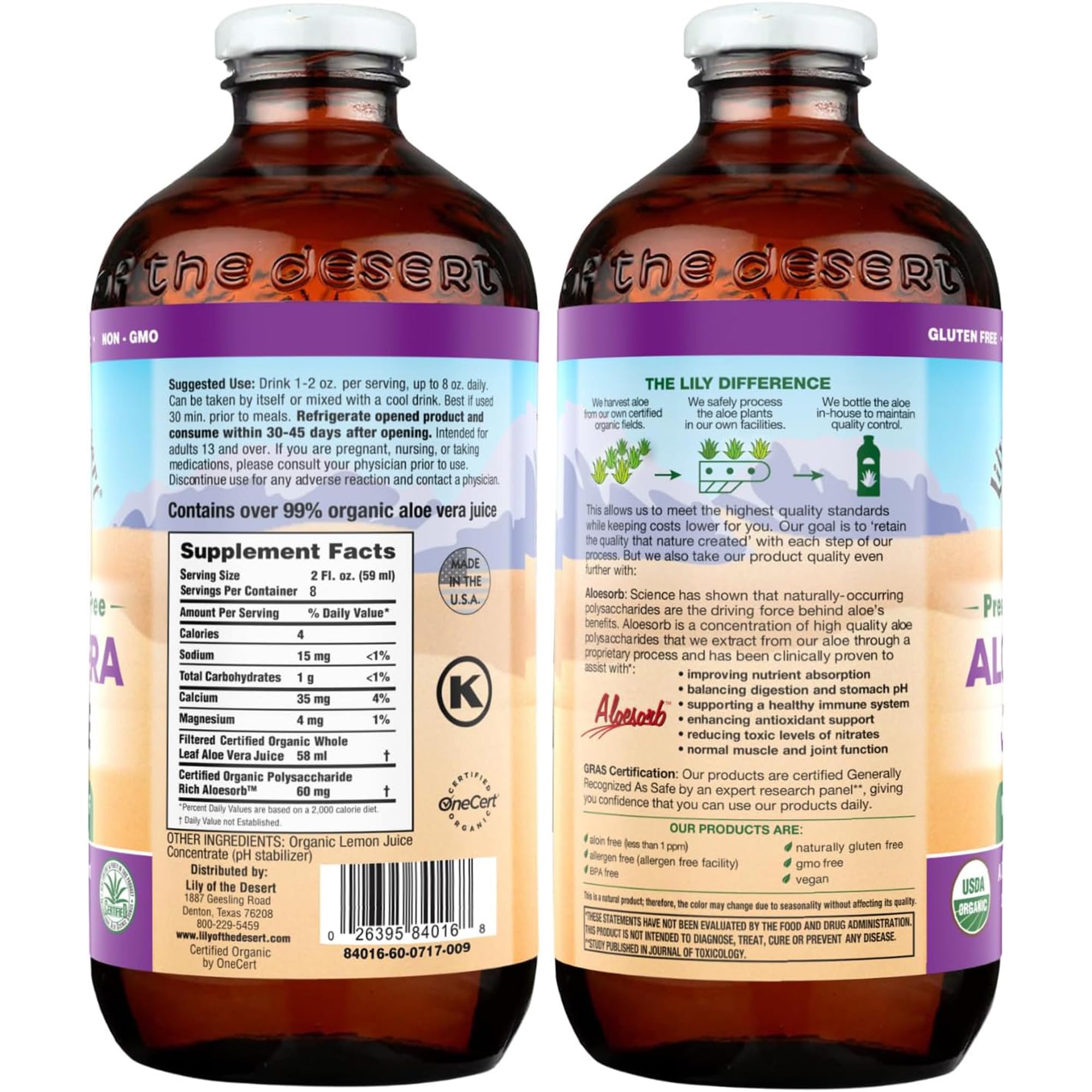 Lily Of The Desert Aloe Vera Juice 1842g bottle side view
