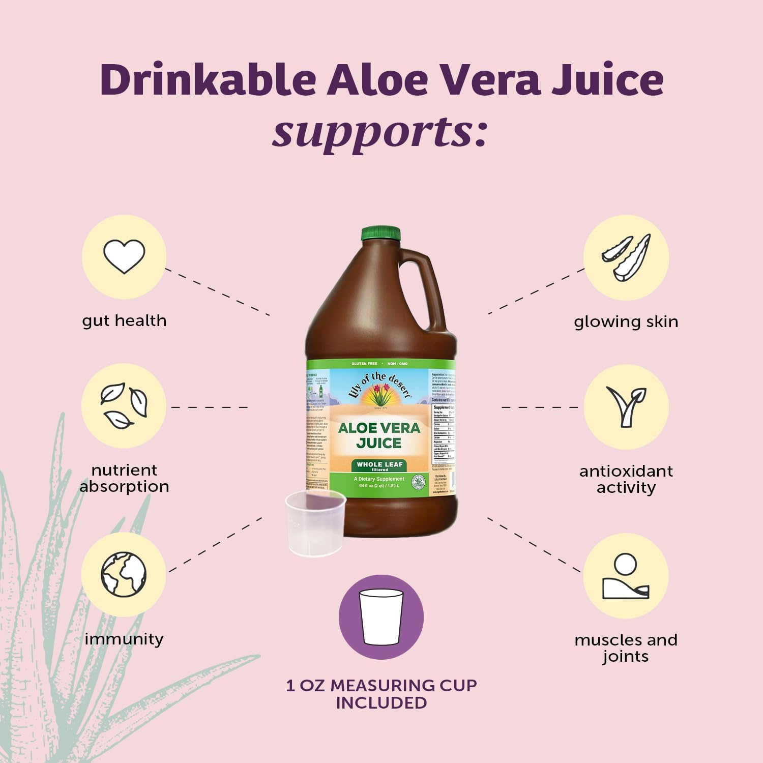 Lily Of The Desert Aloe Vera Juice 1996g side view