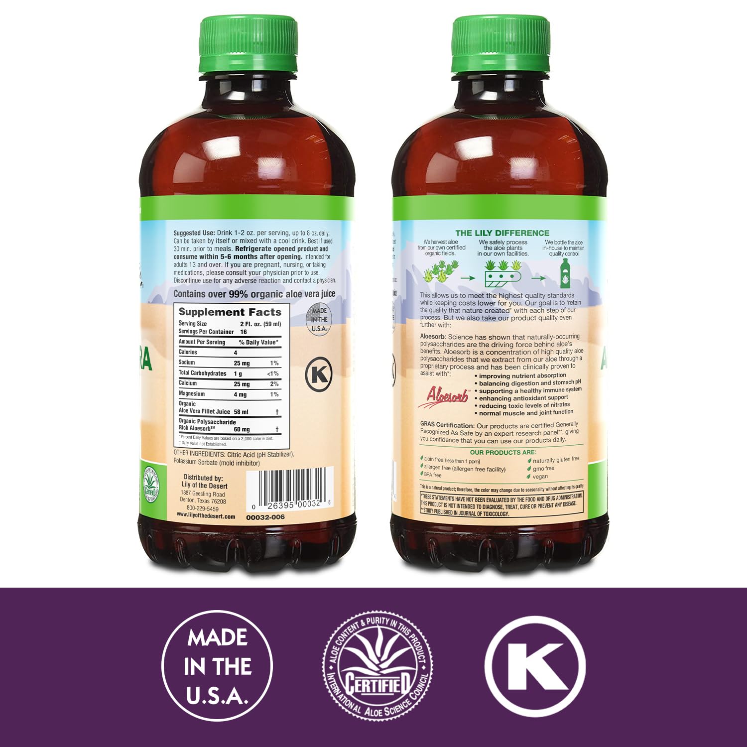 Lily Of The Desert Aloe Vera Juice 330g back view