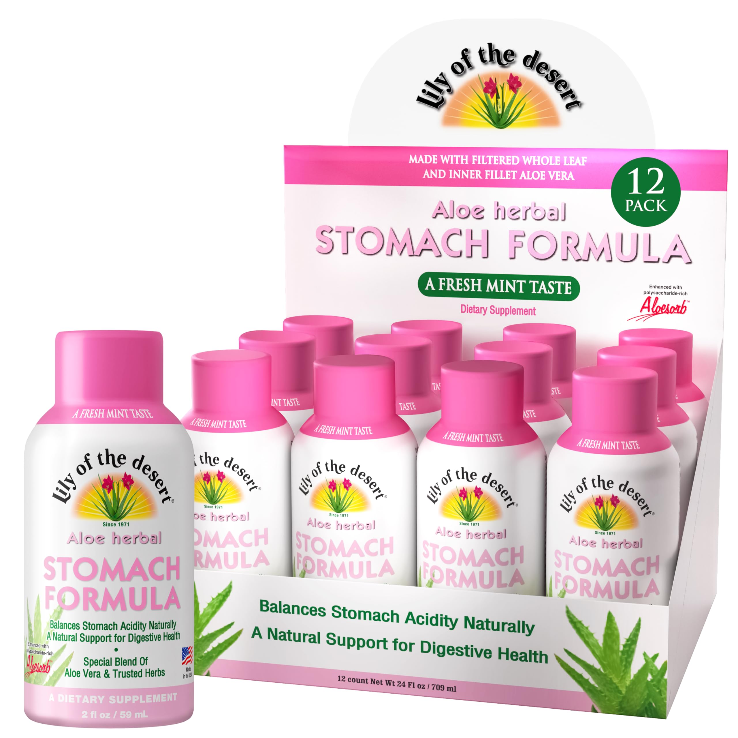 Lily Of The Desert Aloe Vera Stomach Formula Shots pack of 12