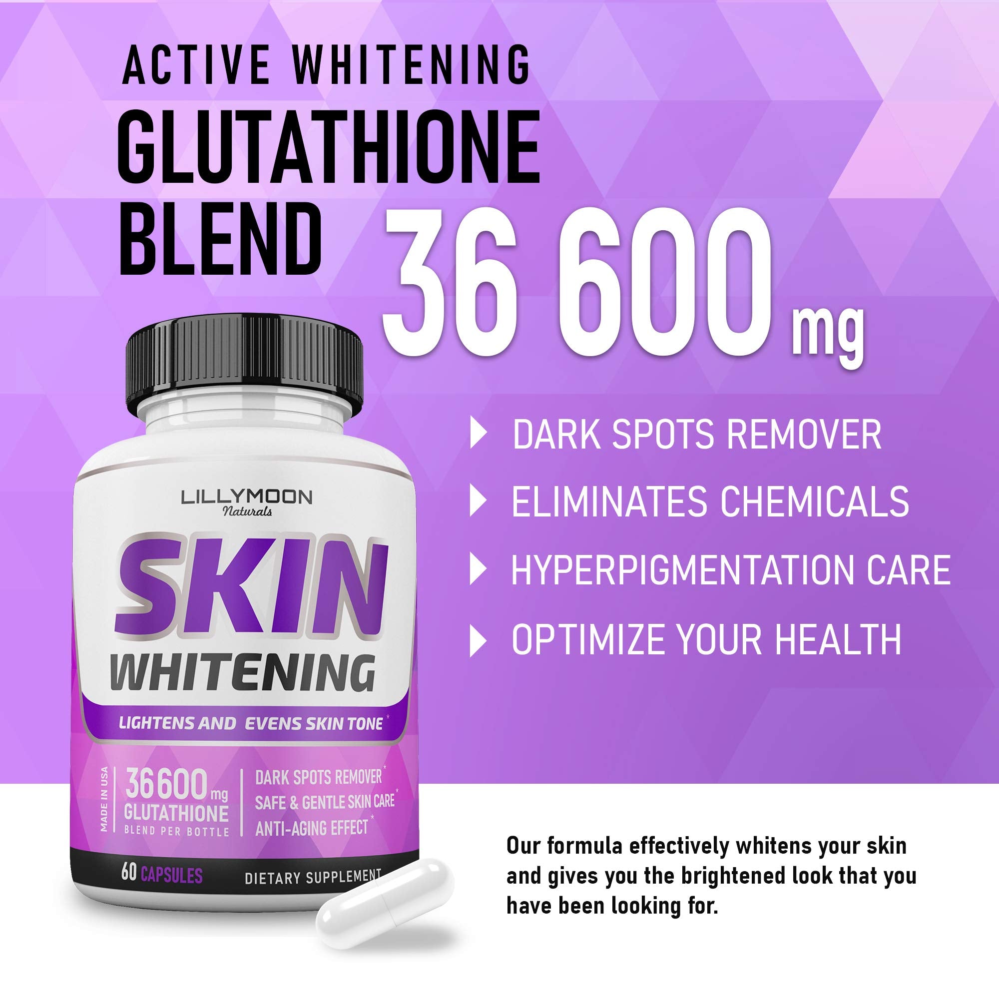 LILYMOON Glutathione Pills side view showing capsule details