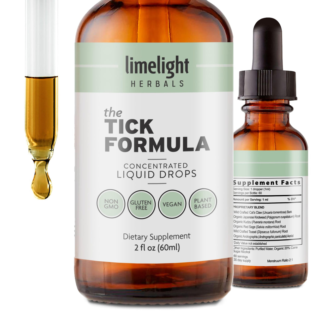 LIMELIGHT HERBALS Tick Formula Tincture 118g front view