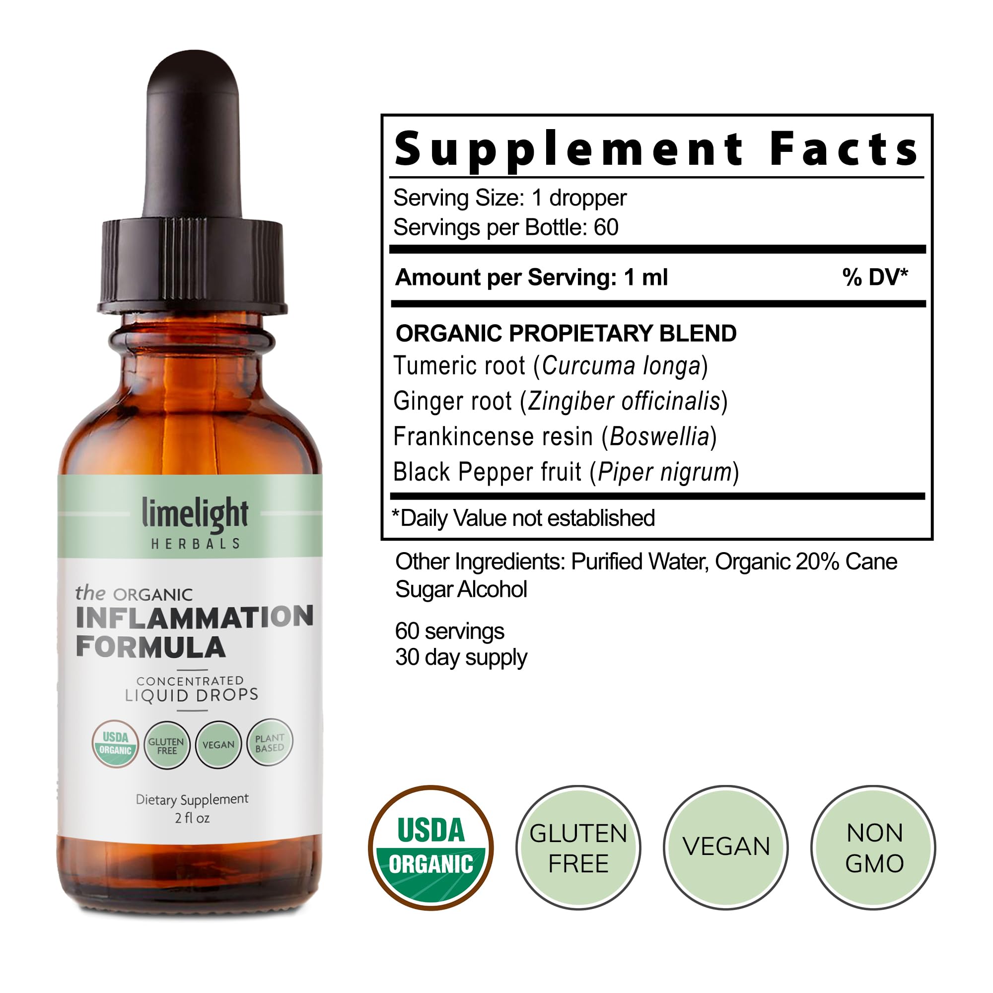 LIMELIGHT HERBALS Turmeric Curcumin Liquid Supplement with measuring dropper