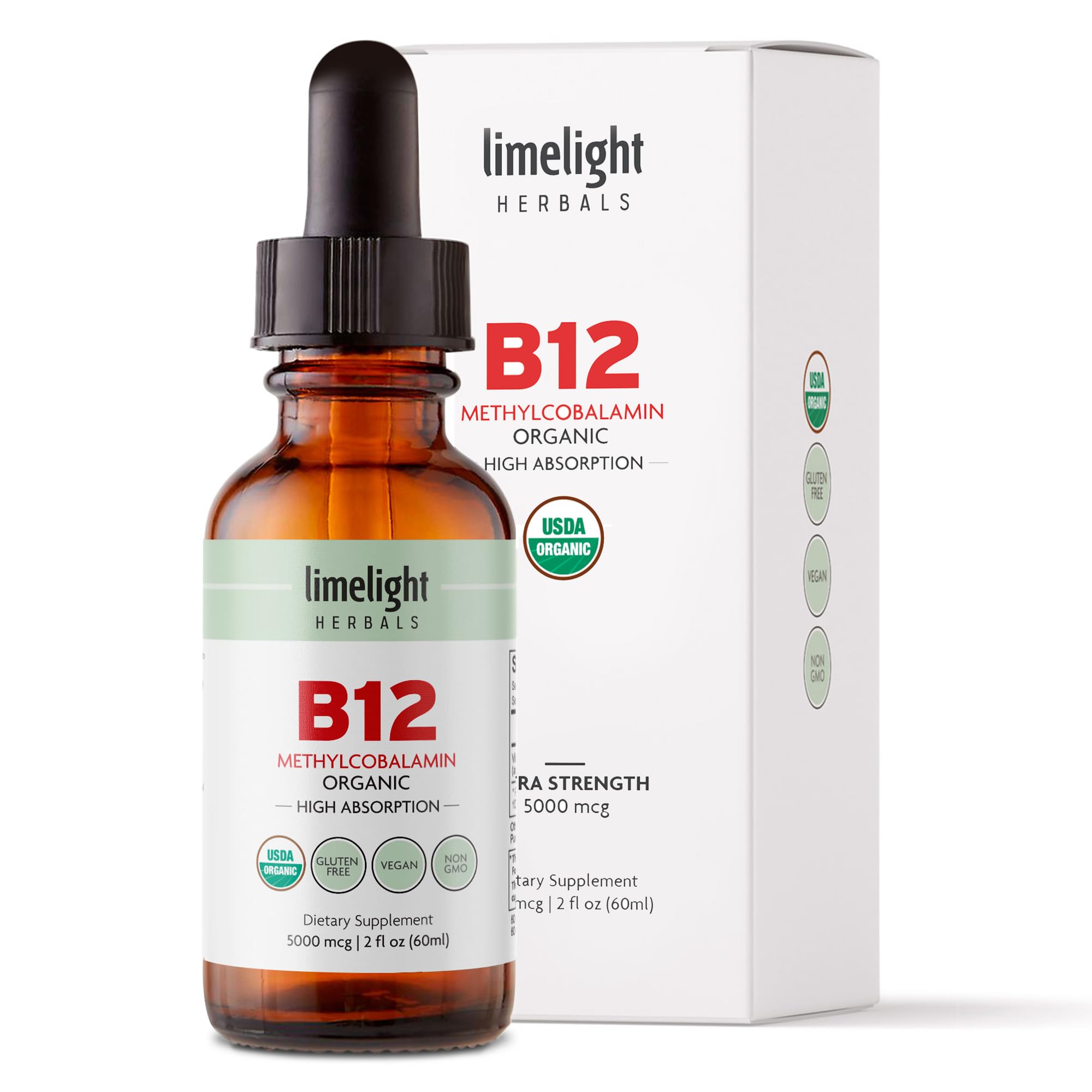 LIMELIGHT HERBALS Vitamin B12 bottle with dropper