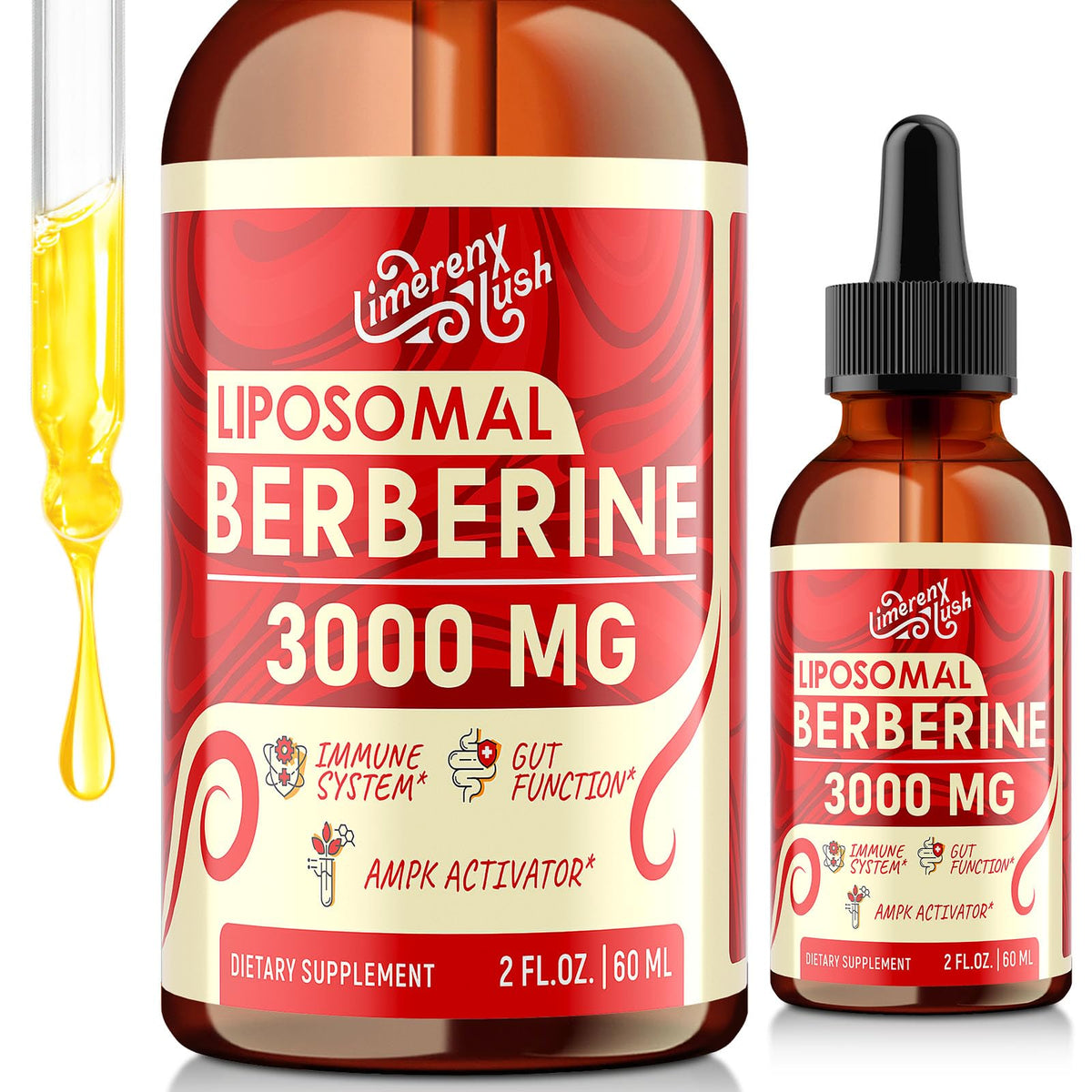 LimerenxLush Liposomal Berberine Drops 3000mg front view