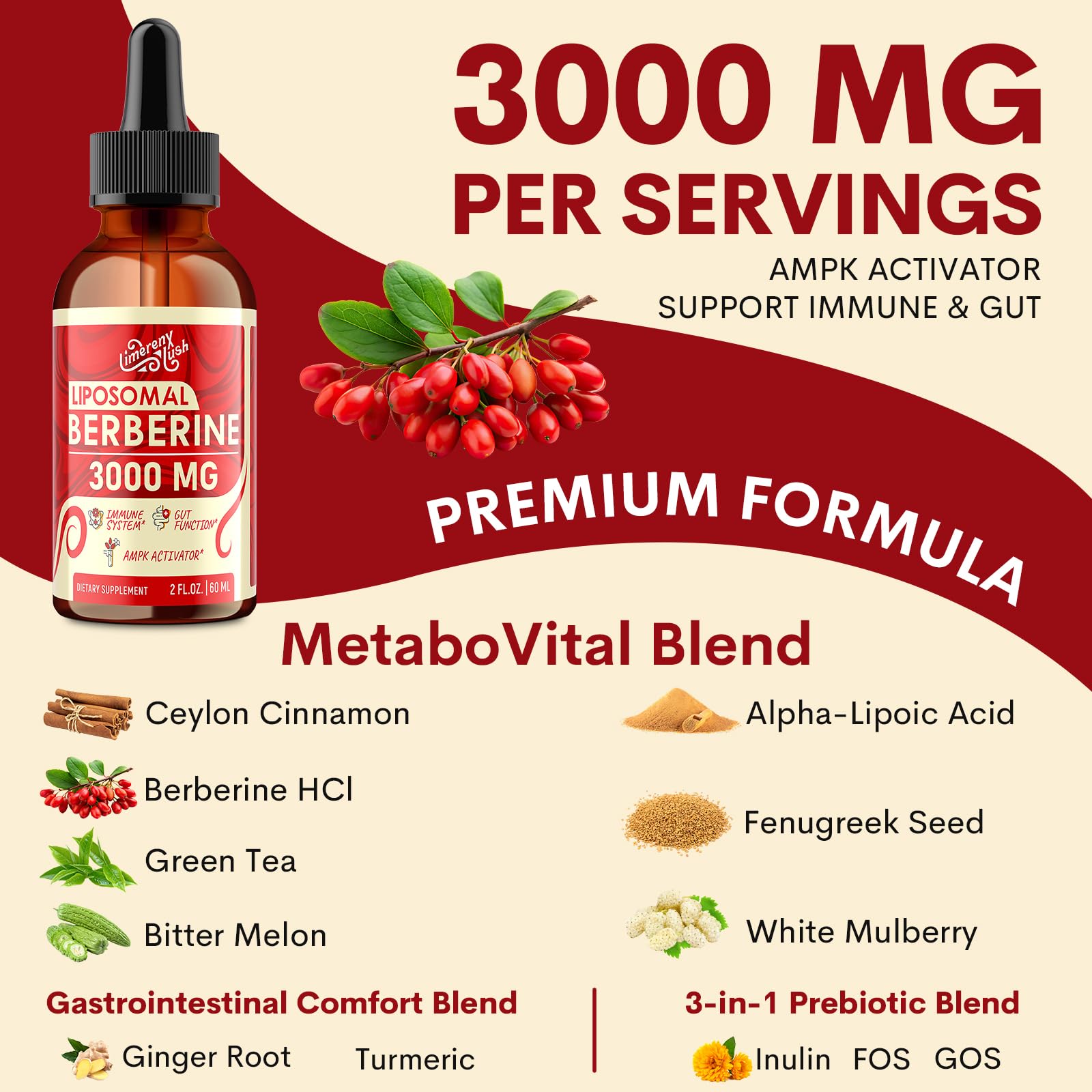 LimerenxLush Liposomal Berberine Drops dosage dropper