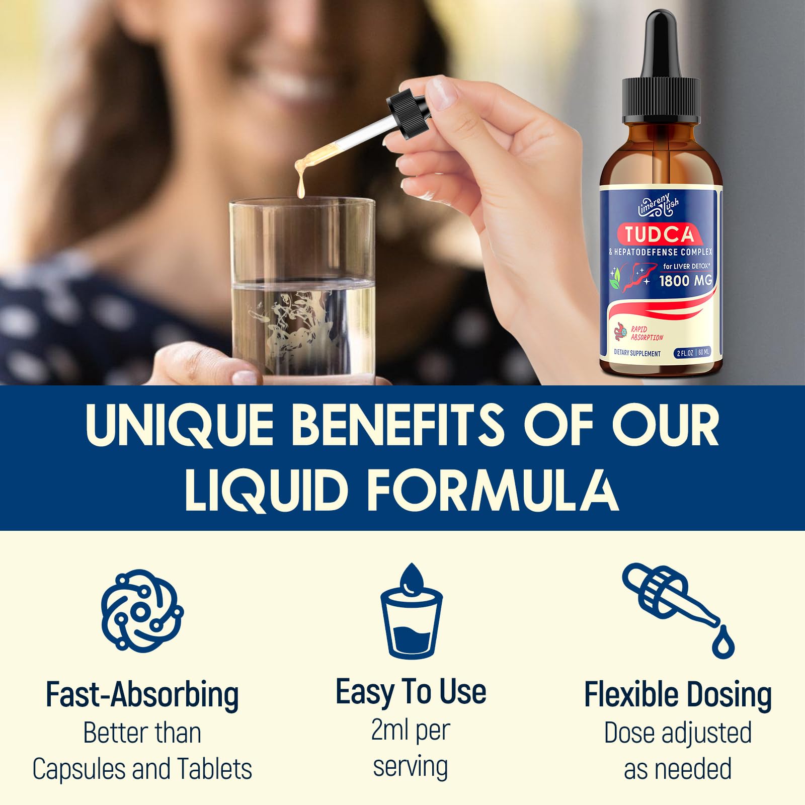 LimerenxLush TUDCA Liver Support Liquid Drops with dropper