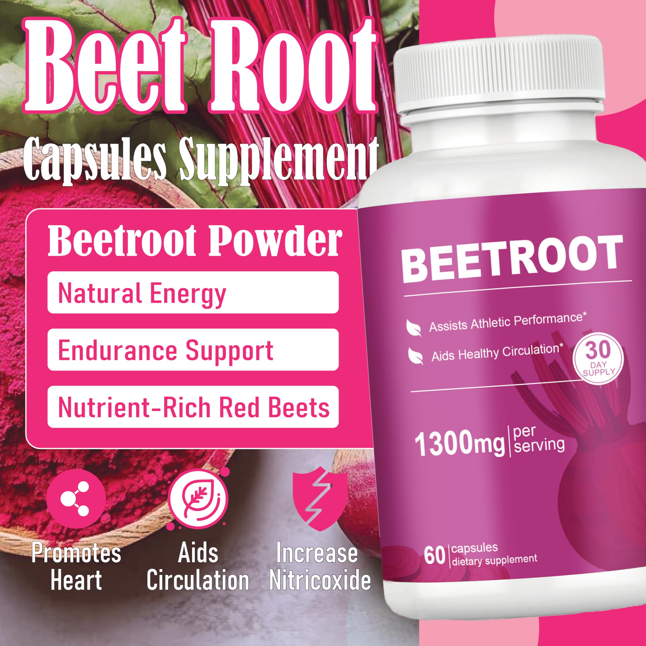 LIMYGOO Beet Root Capsules side view showing dosage