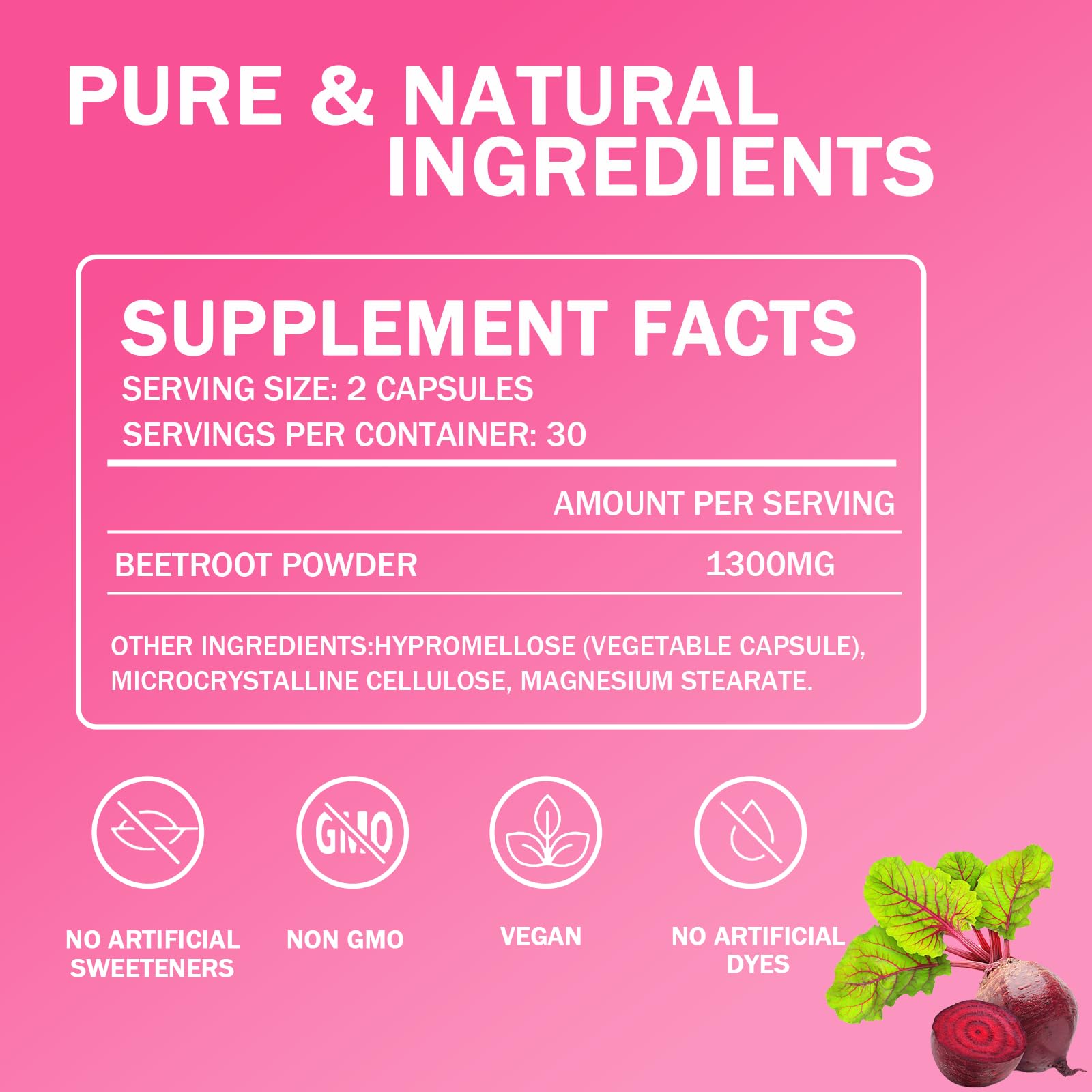 LIMYGOO Beet Root Capsules with nutritional information